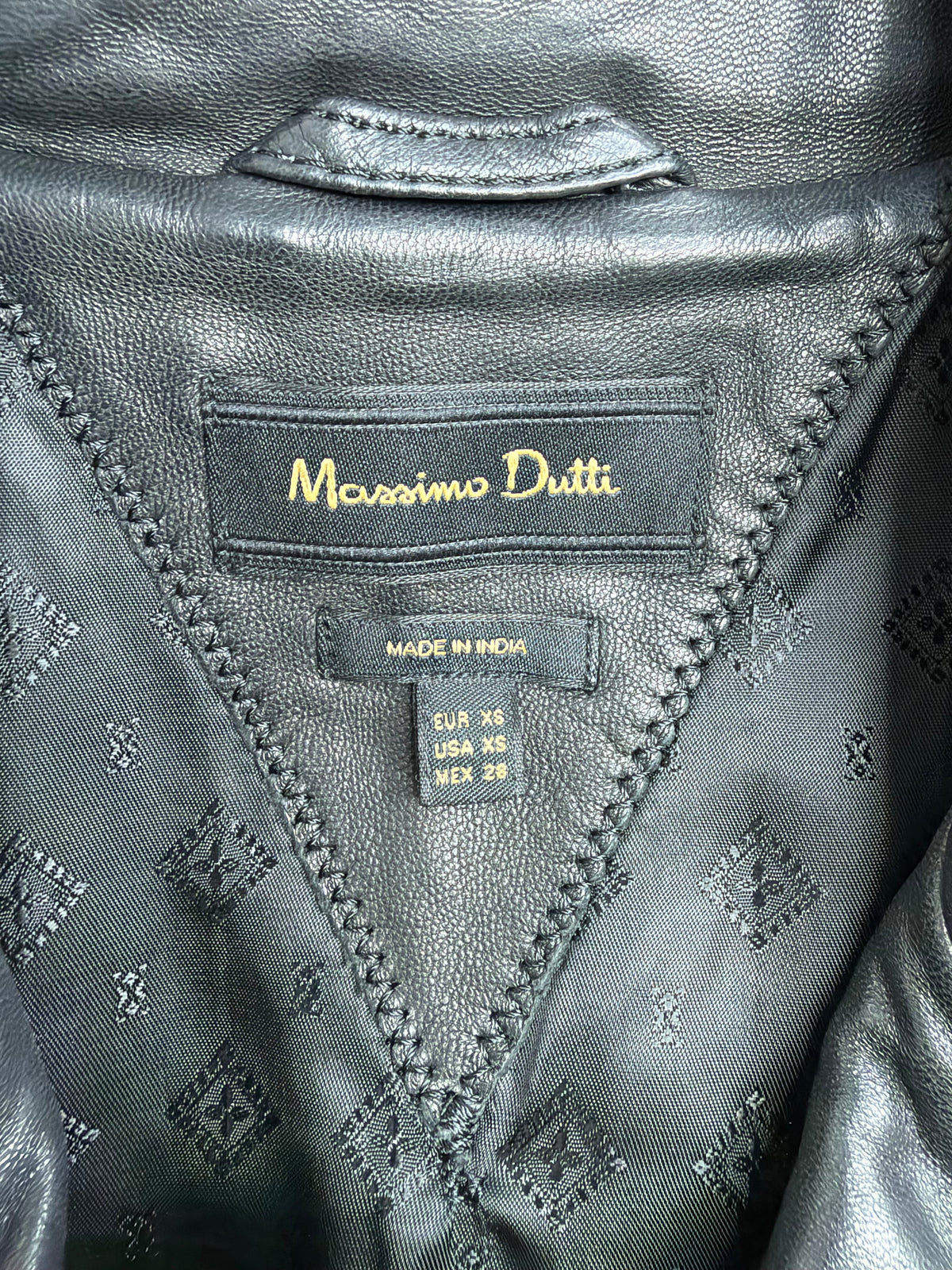 Massimo Dutti Black Leather Biker Jacket - AU4/6