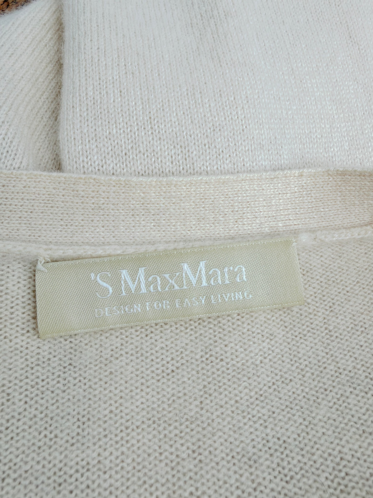 S'Max Mara Vanilla Cashmere & Wool Long V-Neck Cardigan - AU8/10