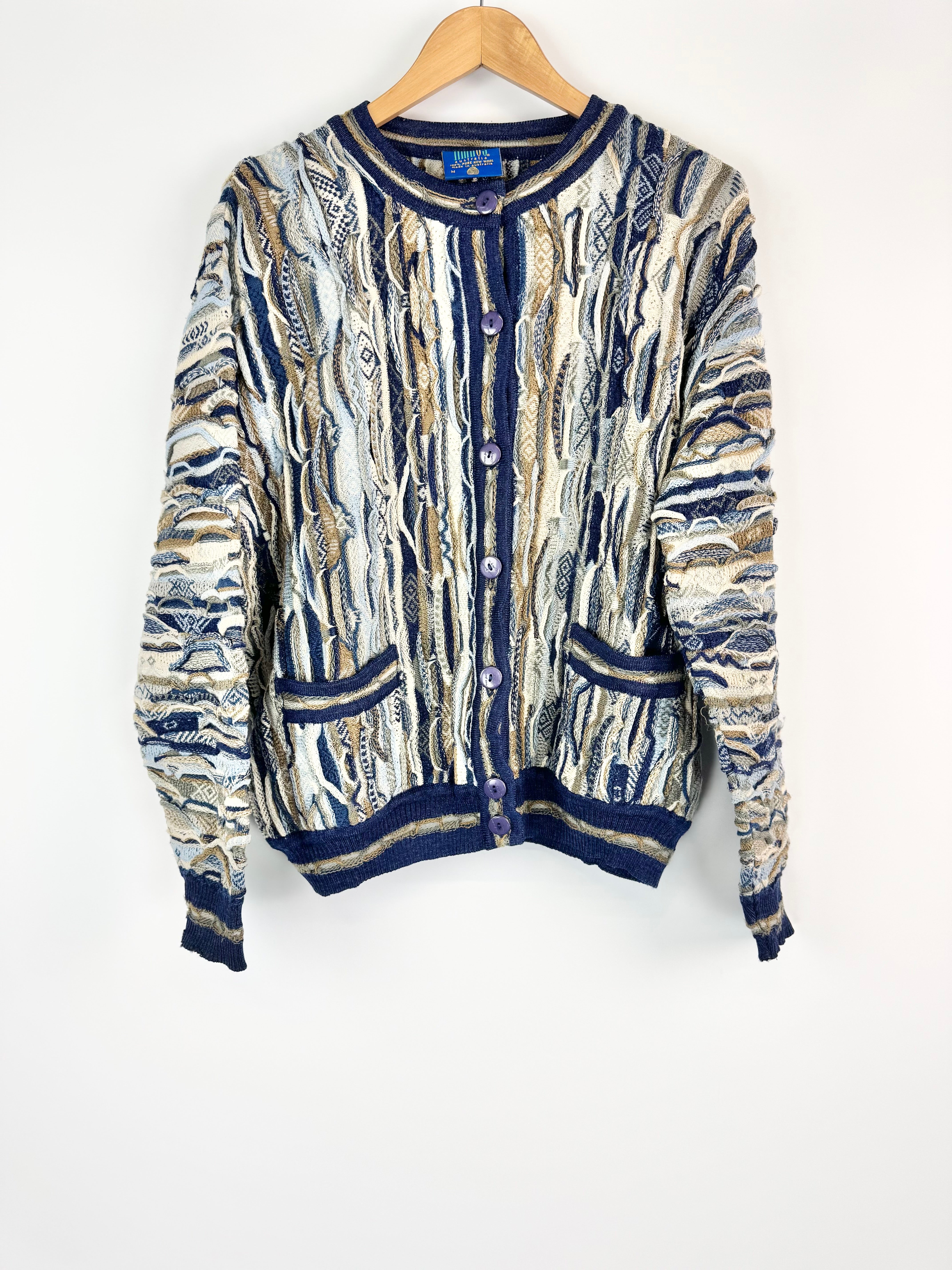 Limnos Multi-Coloured 3D Knit Wool Cardigan - M