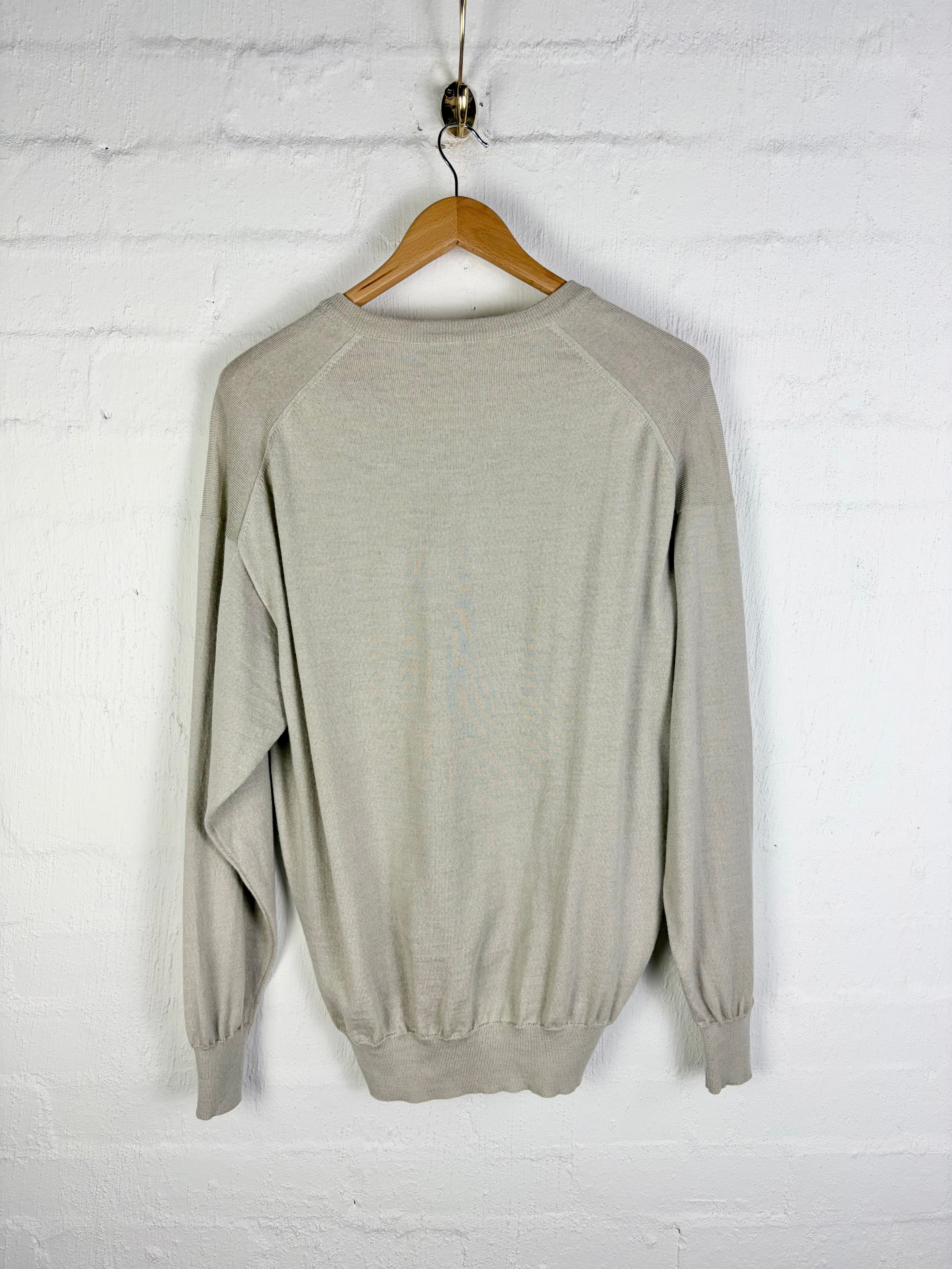Ermenegildo Zegna Cement Merino V-Neck Sweater - L