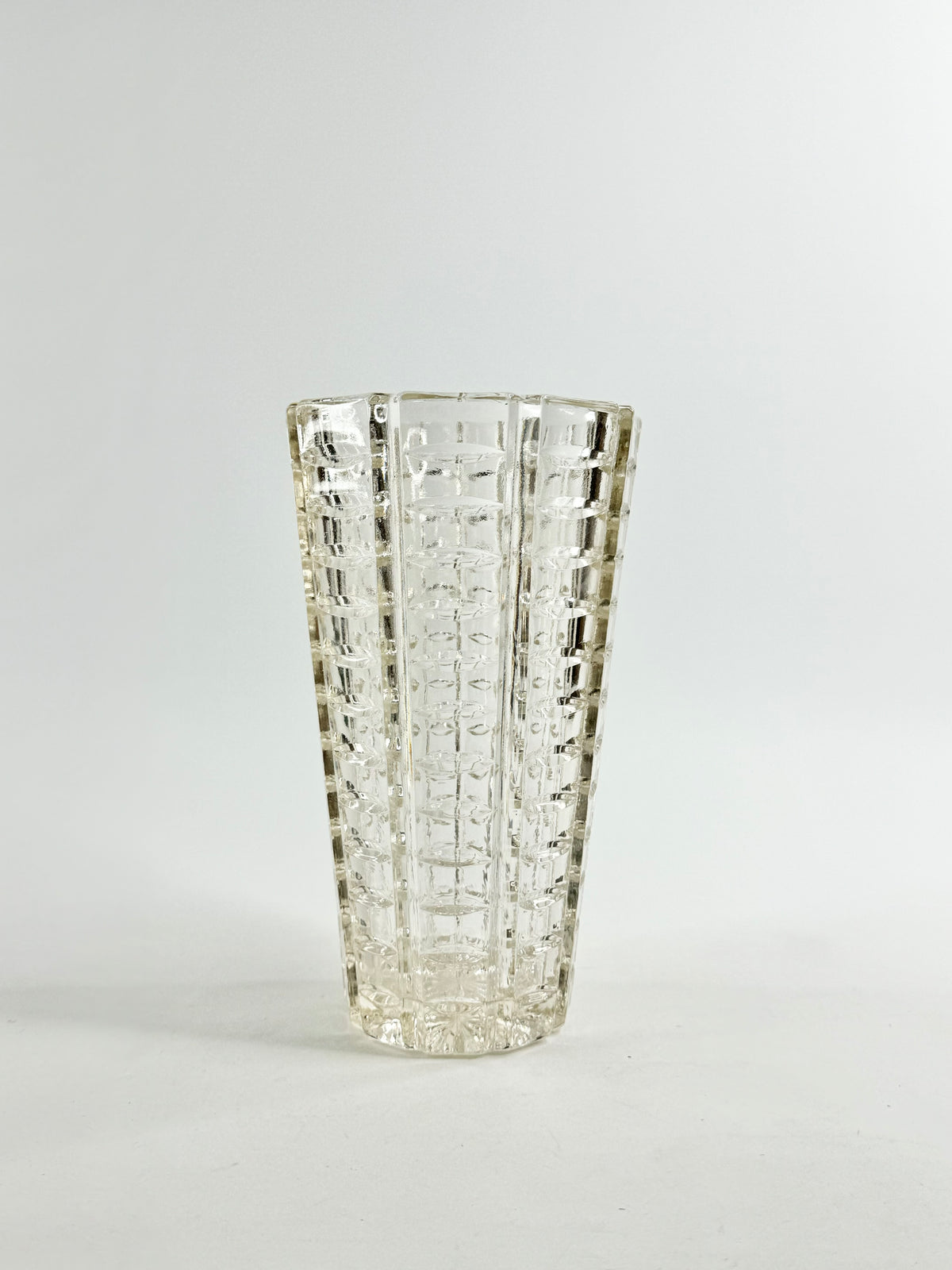 Mid Century Cut Glass Vase