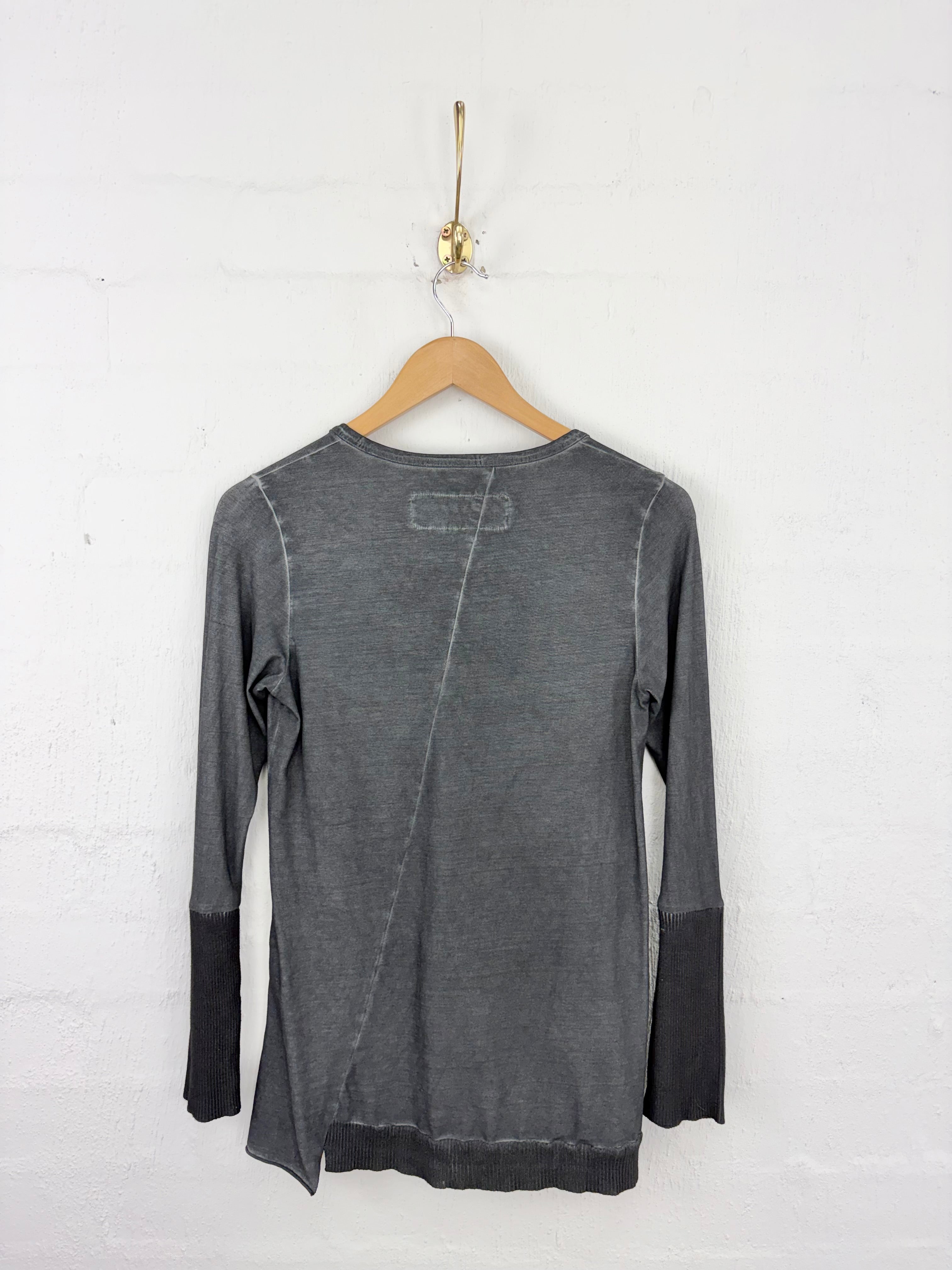 Rundholz Grey Long Sleeve Rib Knit Trim Top - AU8/10
