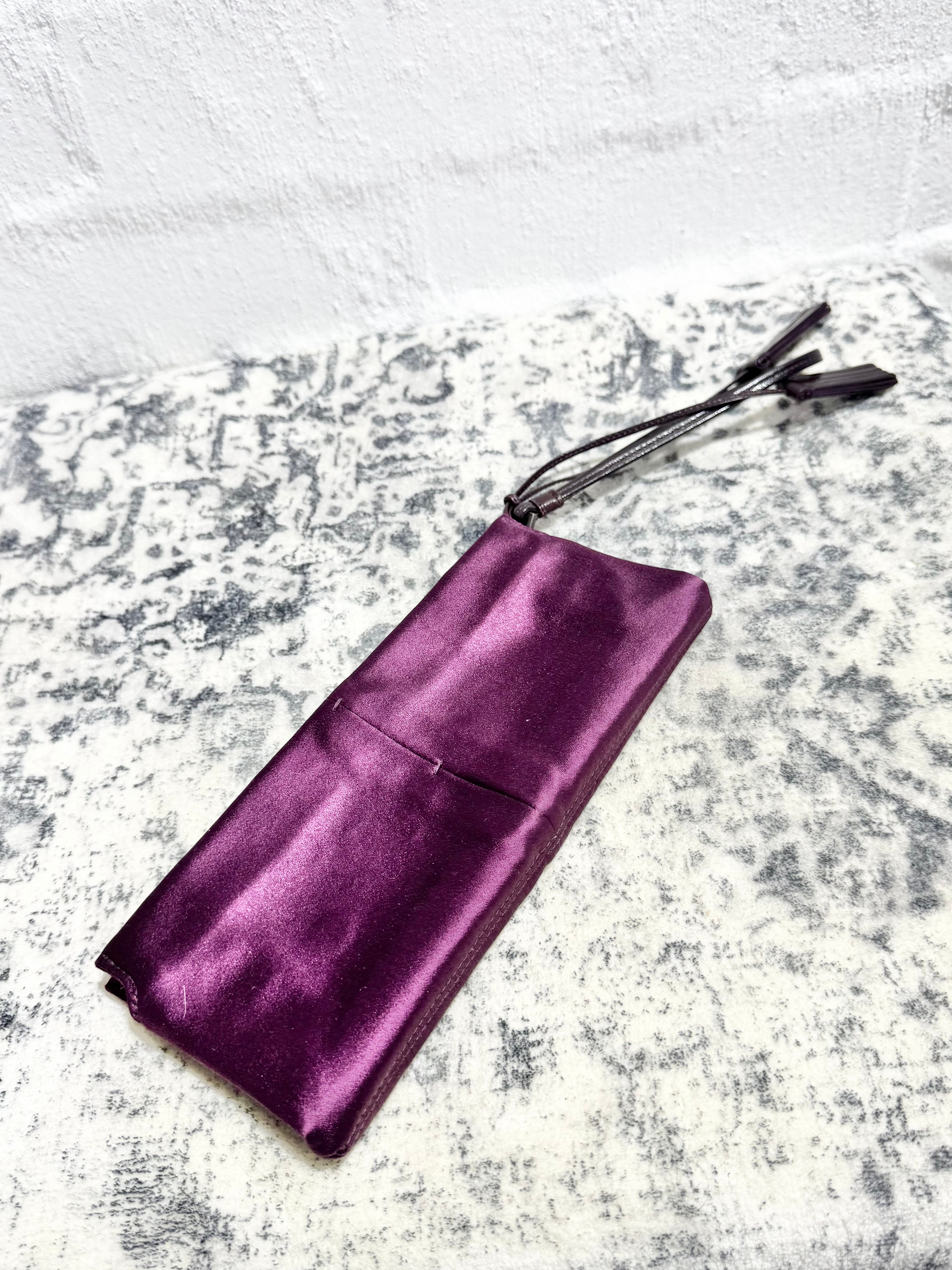 Yves Saint Laurent Rive Gauche Rich Plum Satin Clutch