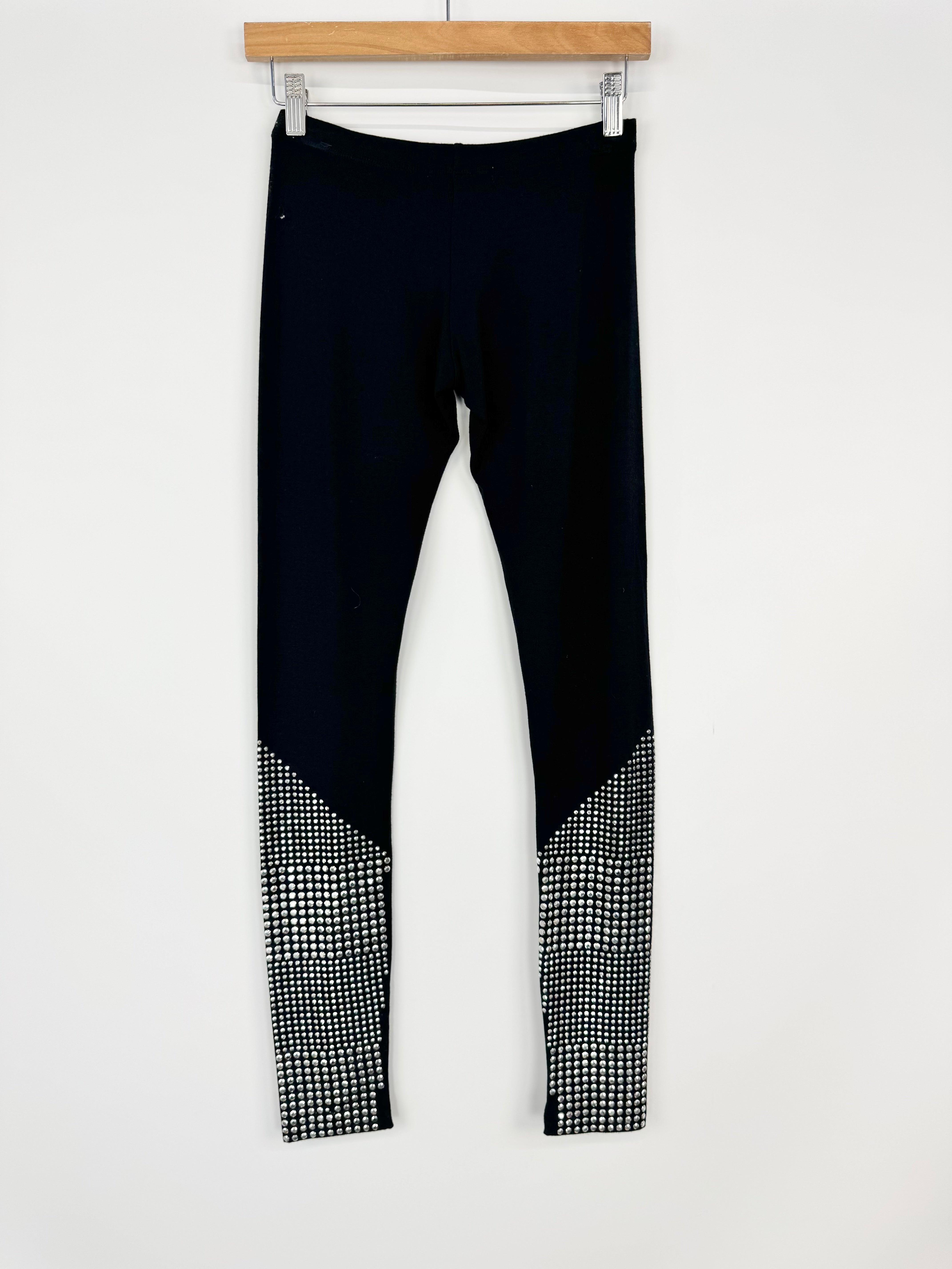 Rachel Gilbert Black Soft Diamonte Studded Leggings - AU6/8