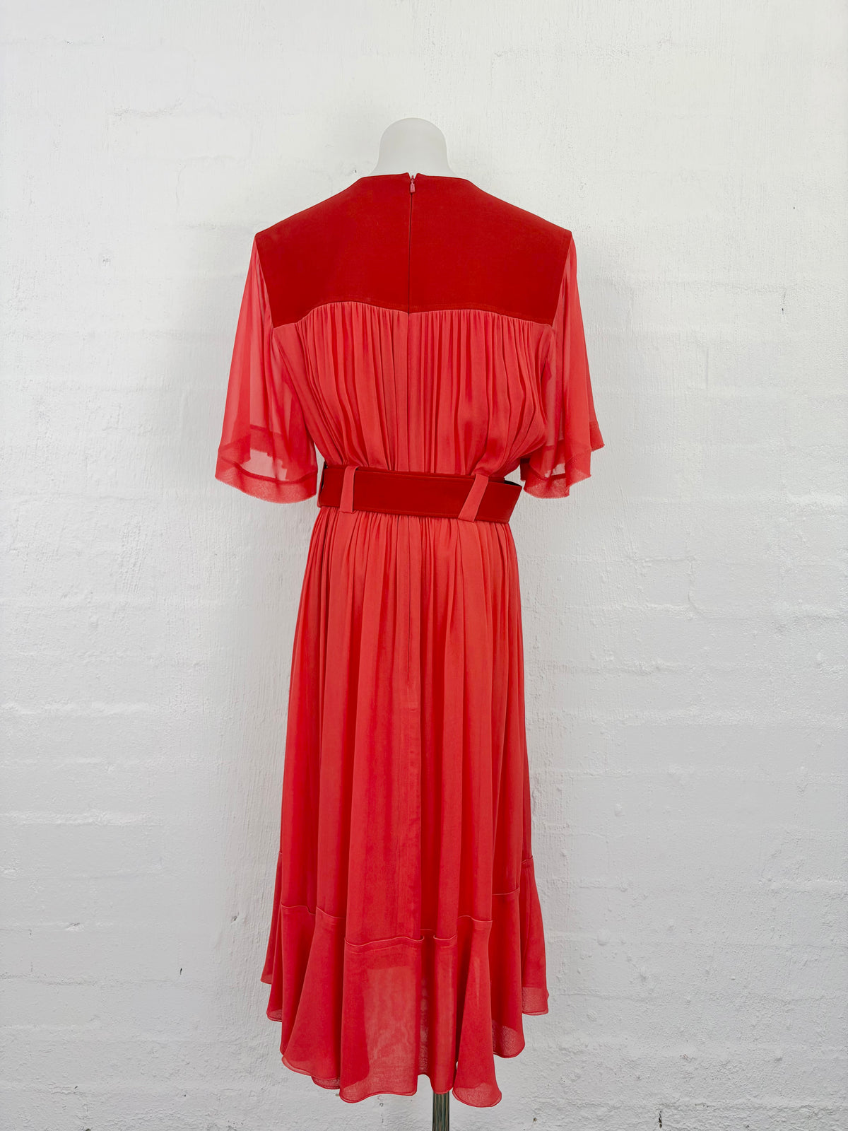 Chloé Sepia Orange Romantic Belted Crepe Dress NWT - AU10