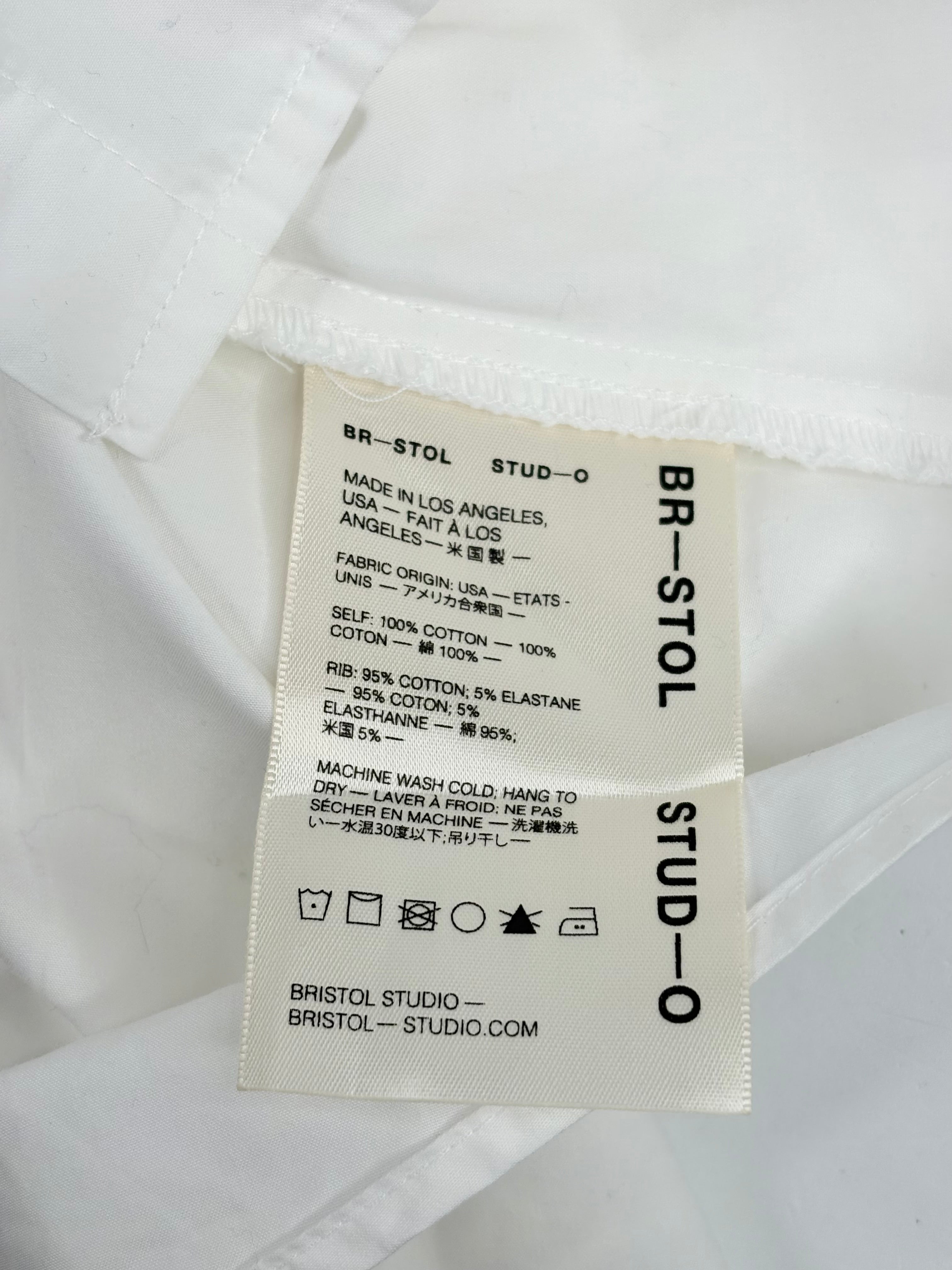 Bristol Studio Crisp Cotton White-Mesh Panel Shirt - M