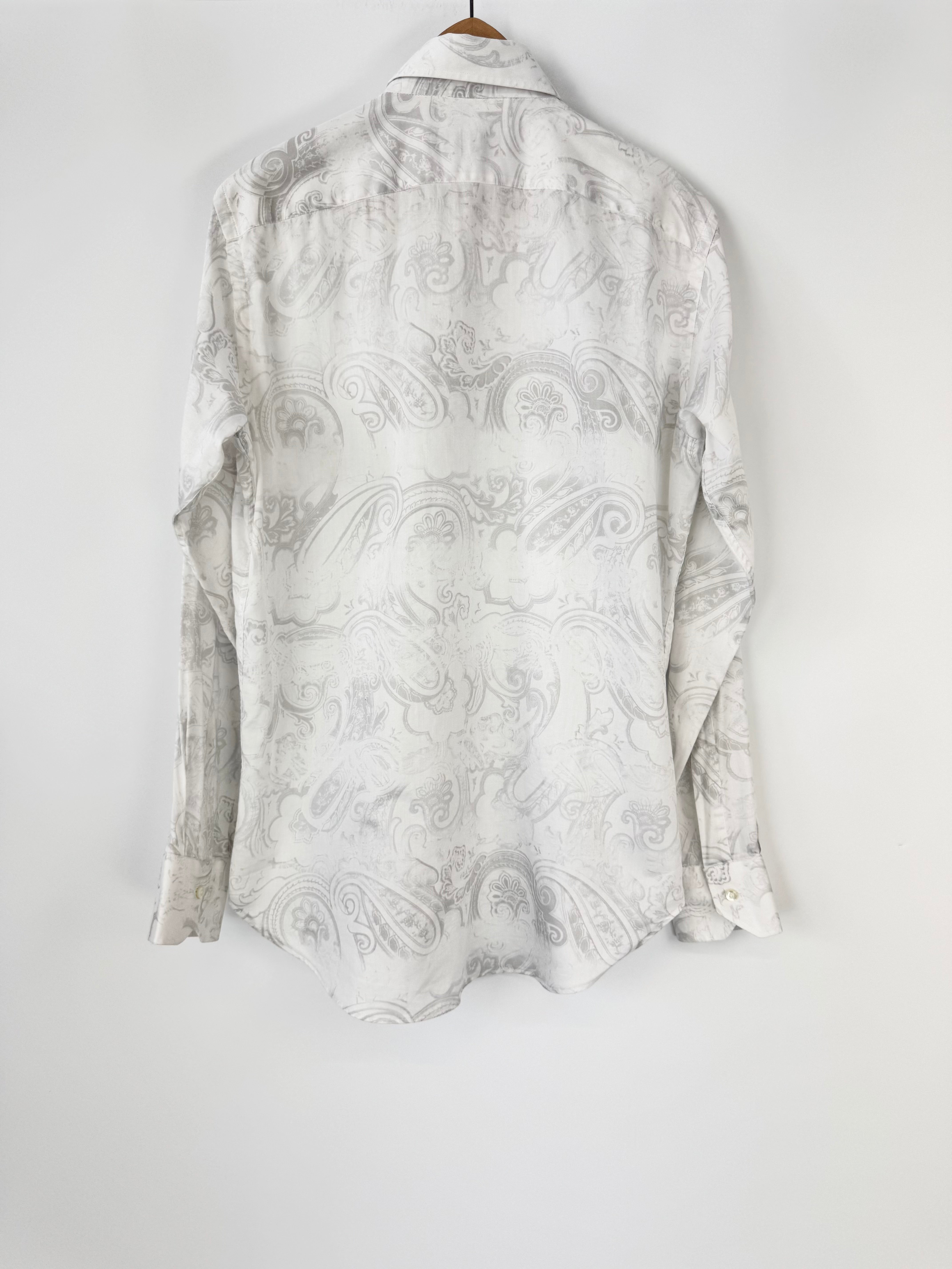 Etro Milano White & Grey Paisley Pattern Shirt - 40