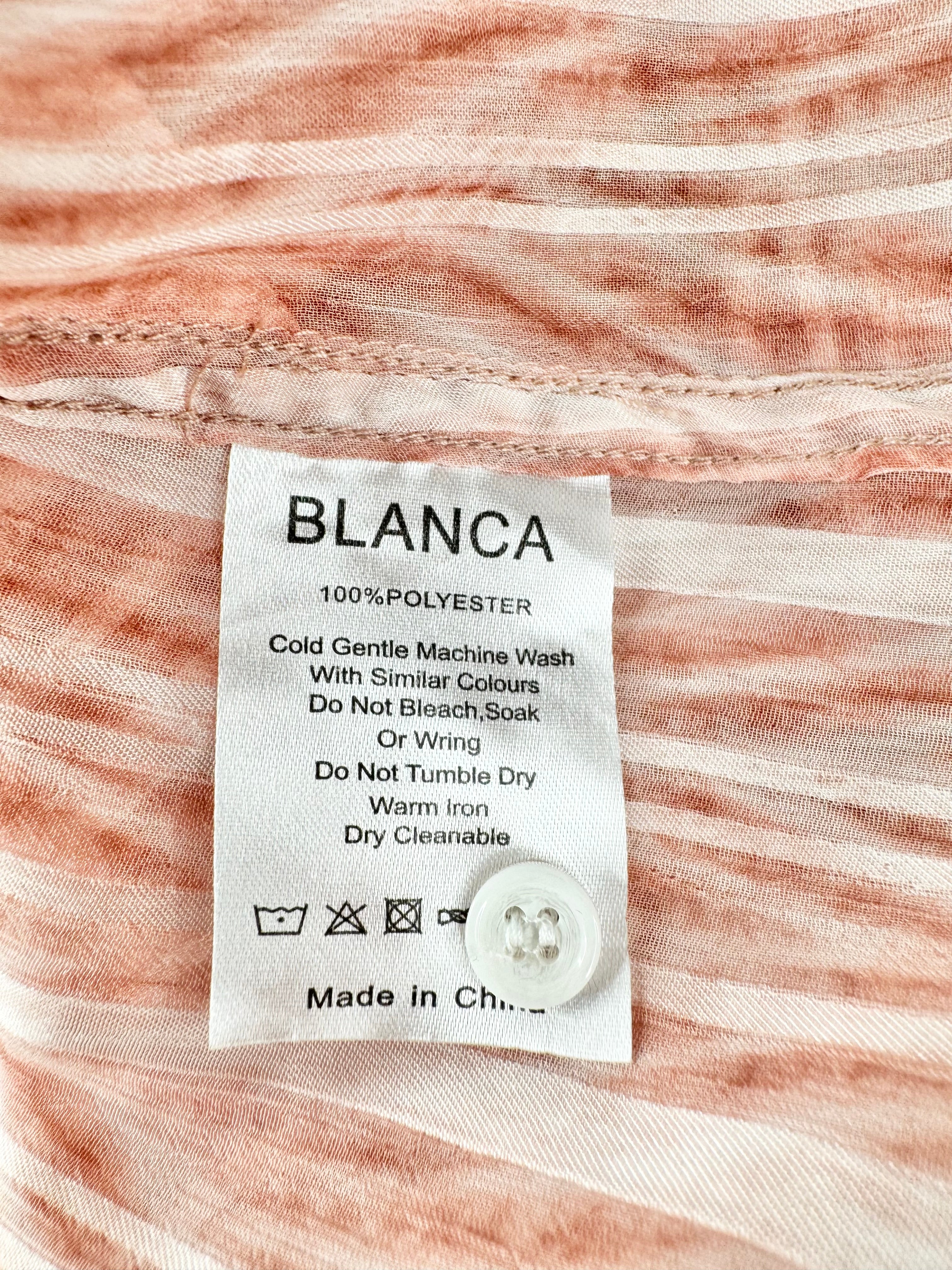 Blanca Soft Peach Striped Sheer Shirt - AU8/10/12