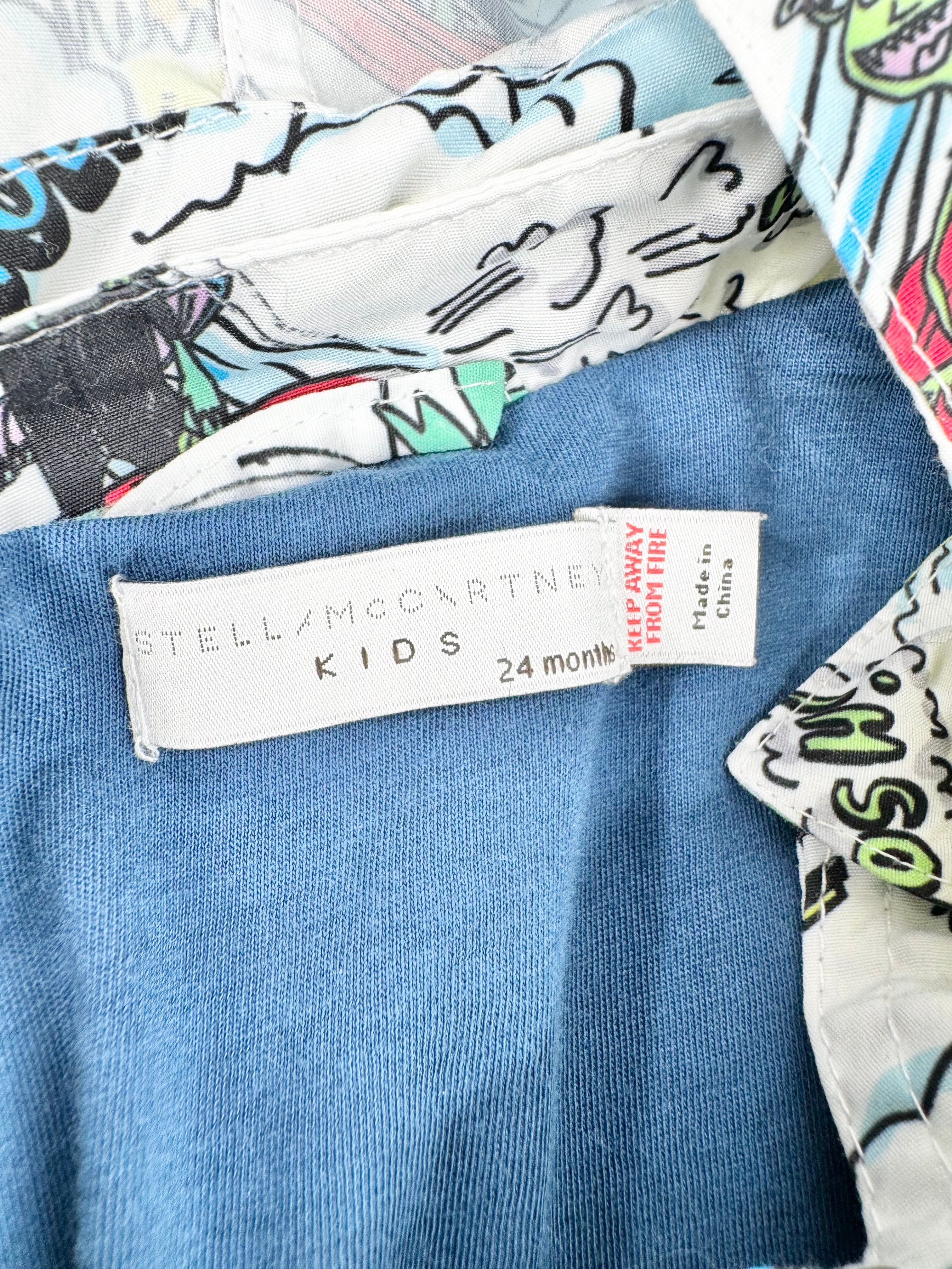 Stella Mccartney Colorful Cartoon Print Zippered Hooded Parker - Size 24 months
