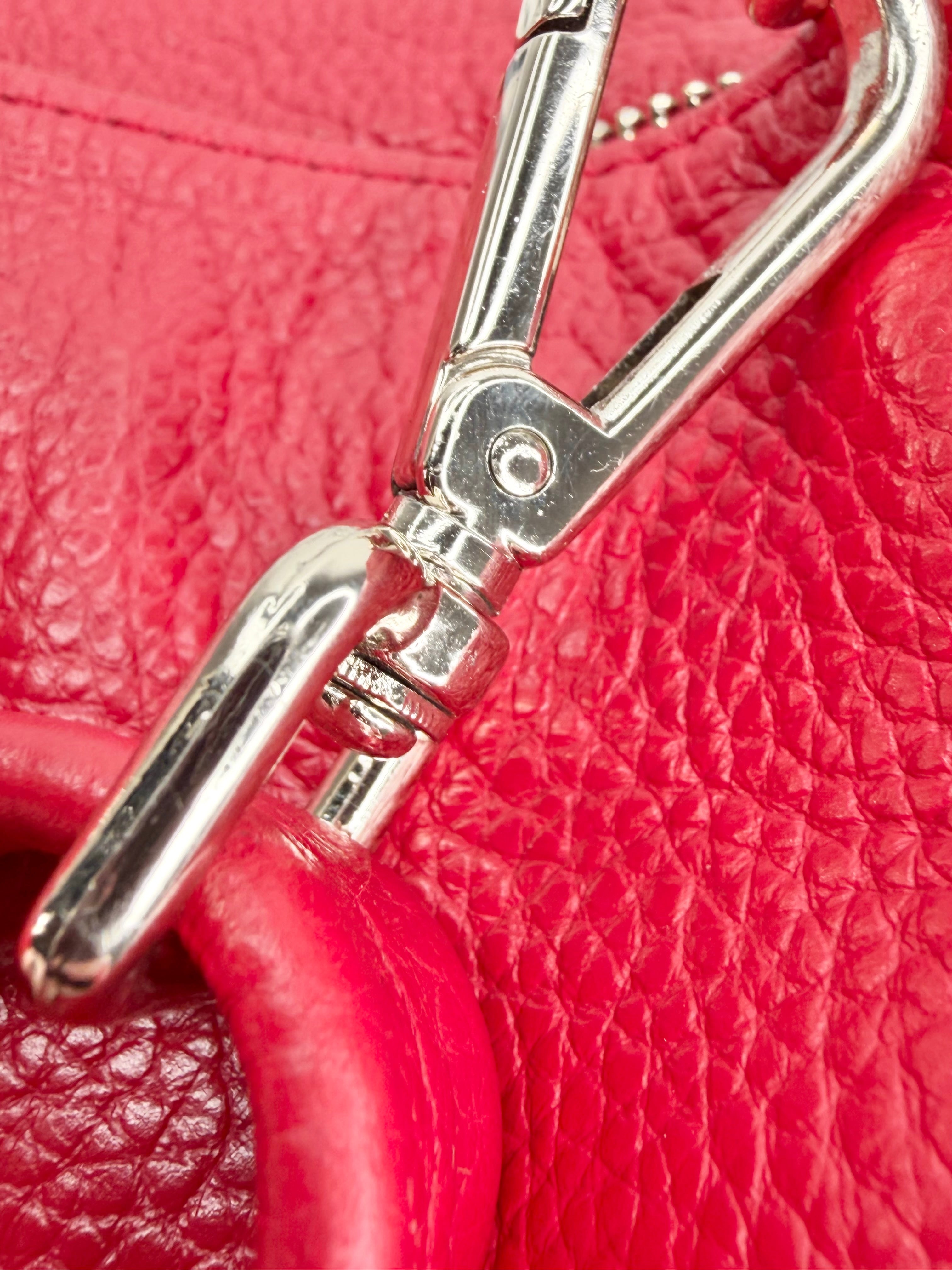 Salvatore Ferragamo Red Pebbled Leather Shoulder Bag
