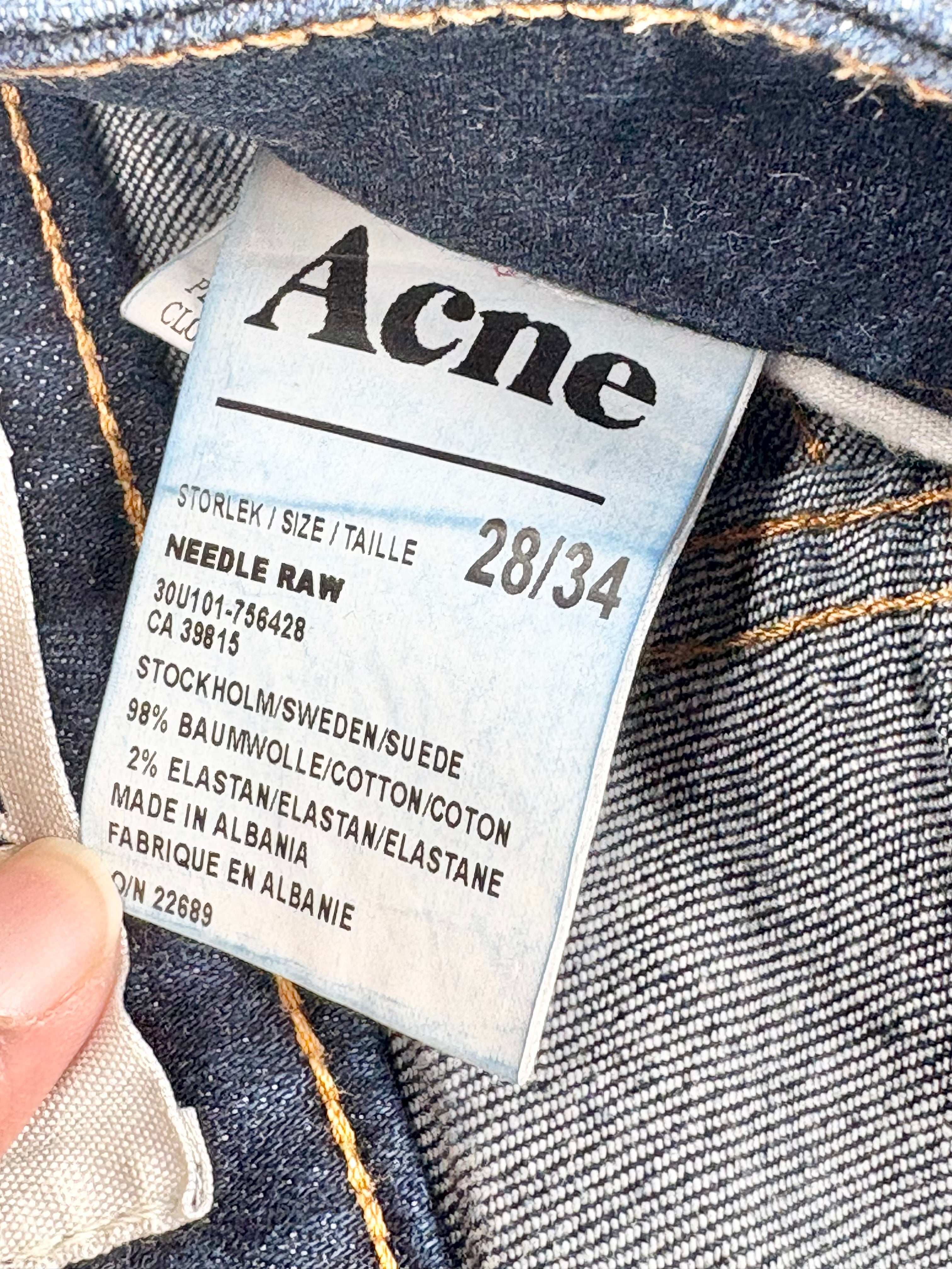 Acne Indigo 'Needle Raw' Skinny-Fit Denim Jeans - W28