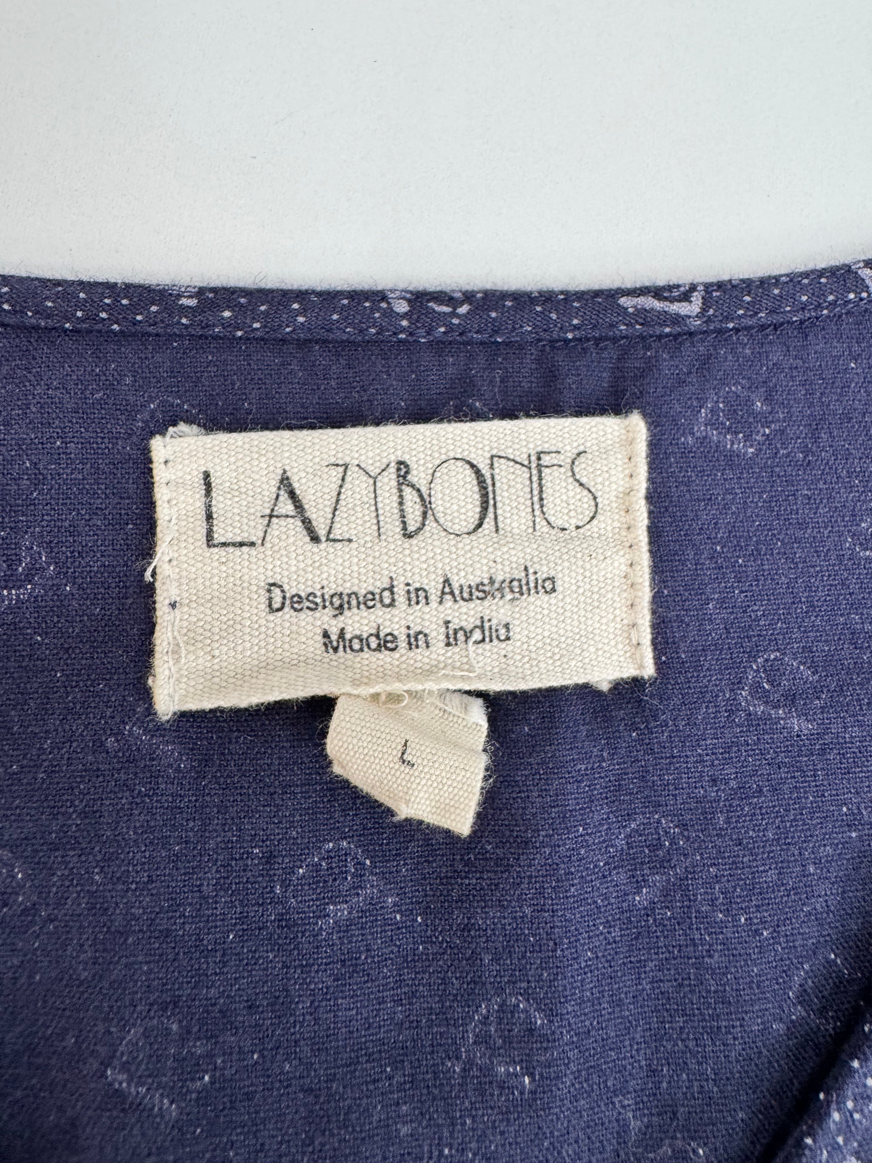 Lazybones Blue Hound Patterned Cotton & Flex Blend Chemise - AU12/14