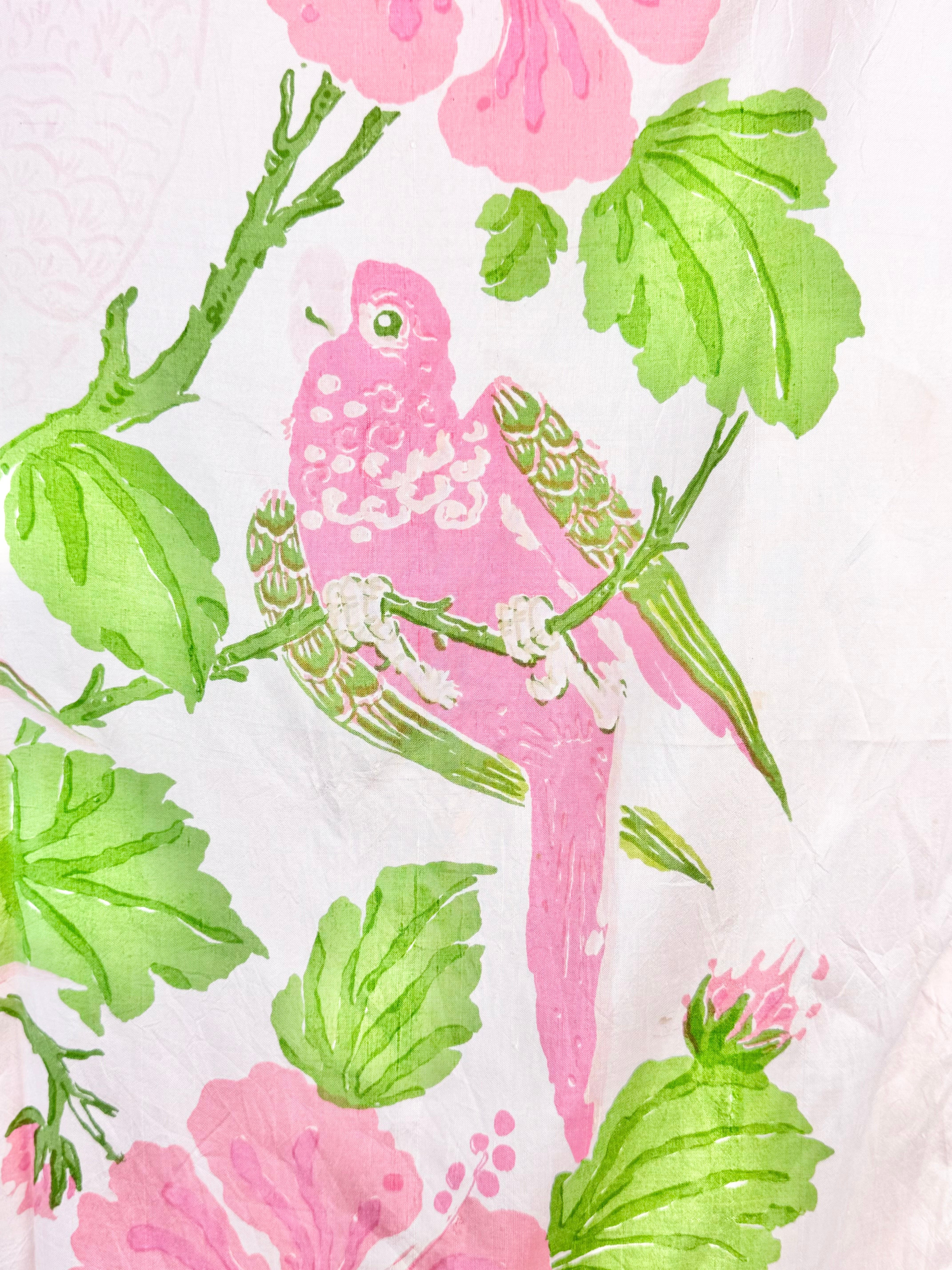 Vintage Blossom Pink Parrot Pattern Square Scarf