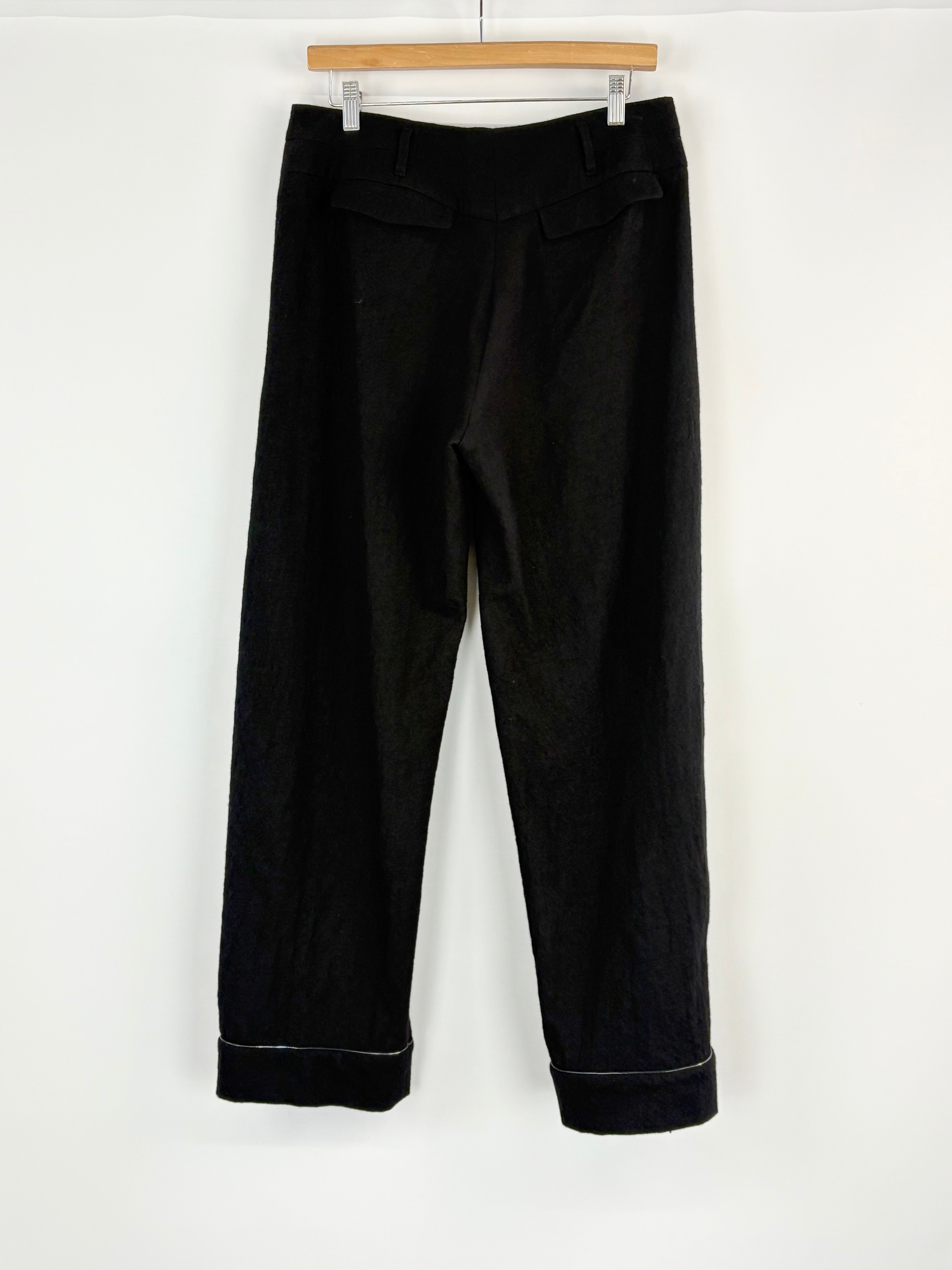 Giorgio Armani Wide Leg Black Wool Crepe Trousers - AU16