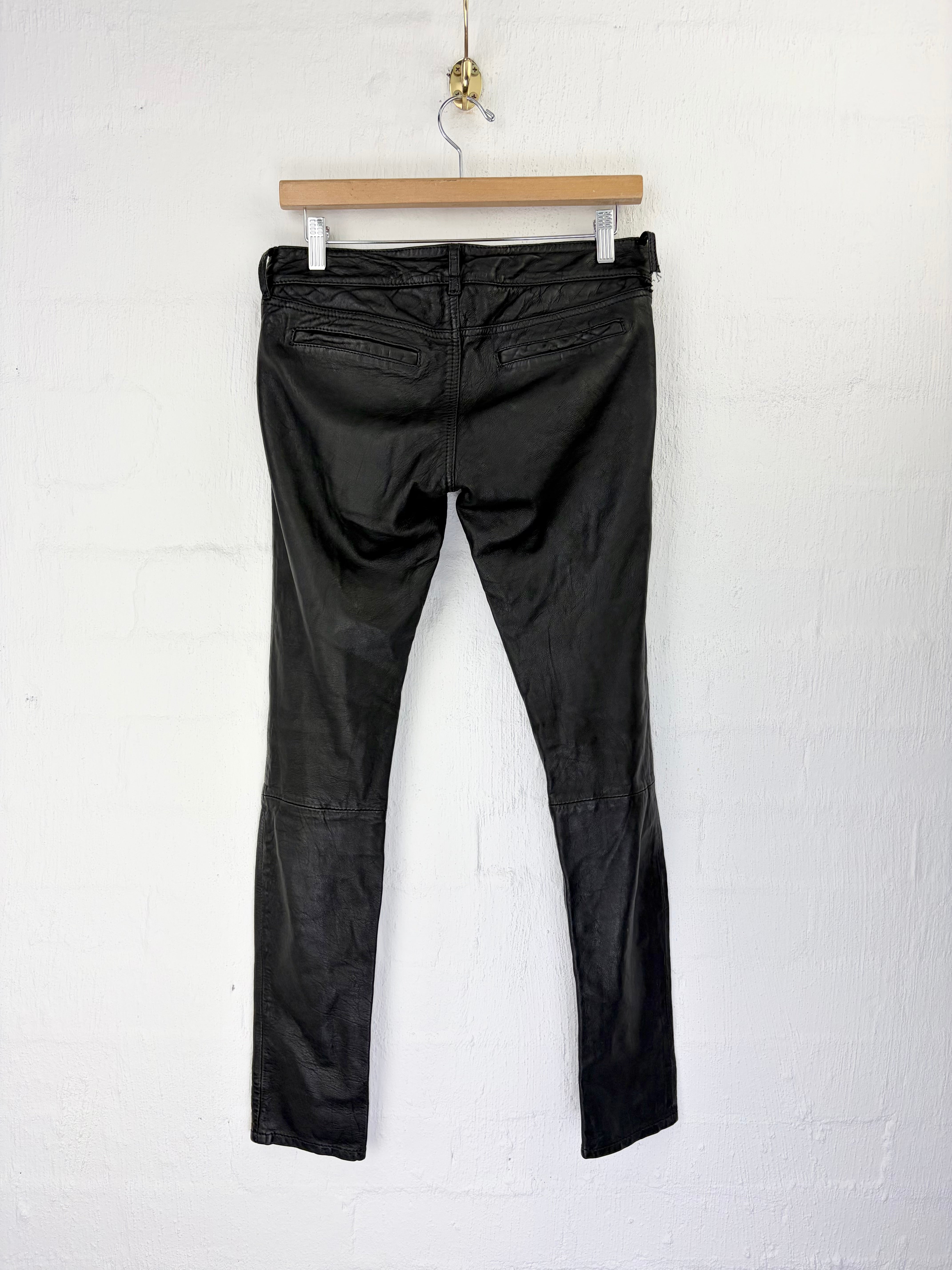 All Saints Spitalfields Black Leather Pants - W25