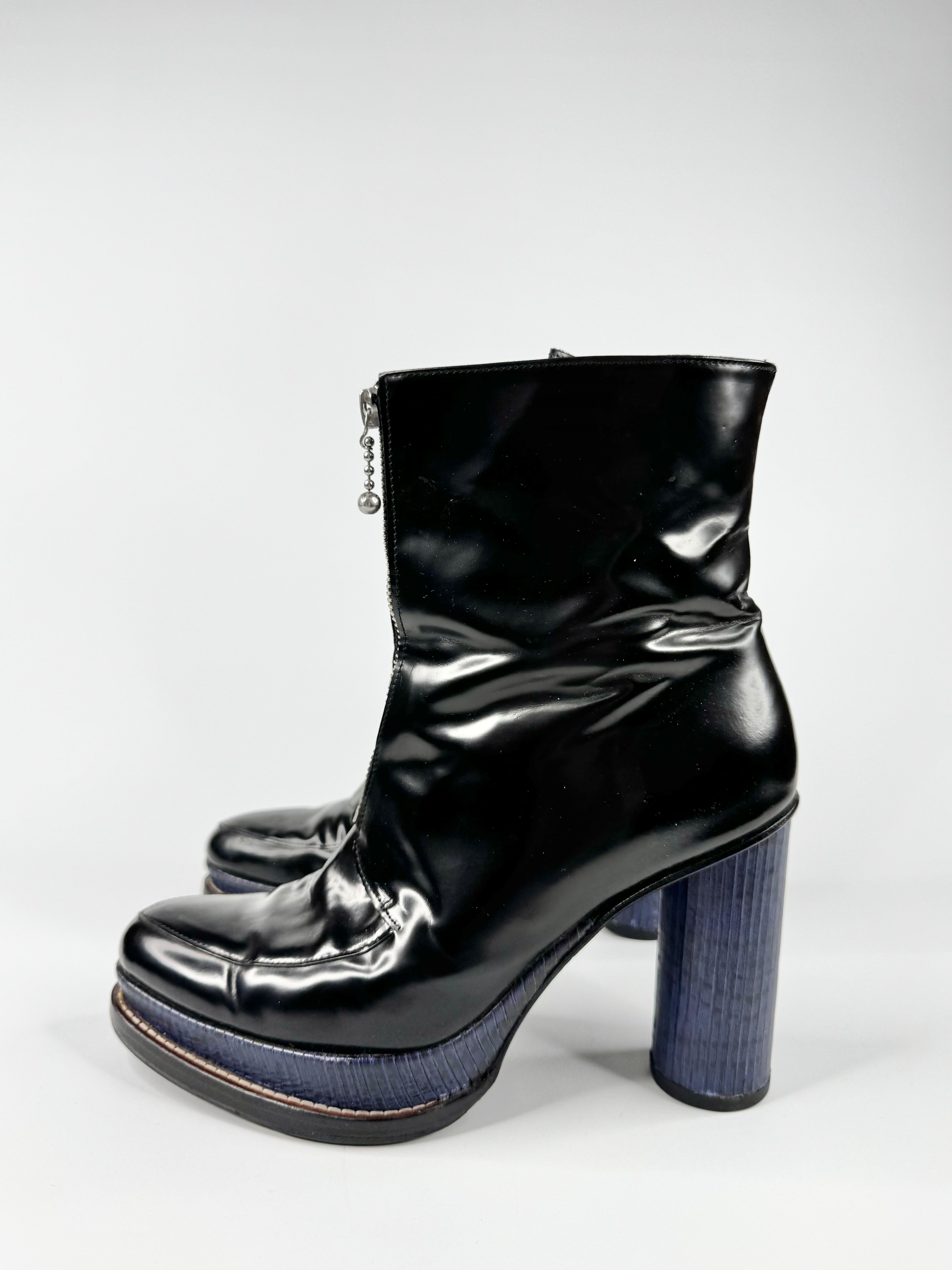 Opening Ceremony Shiny Calf Grunge Belt Buckle Boots - EU40