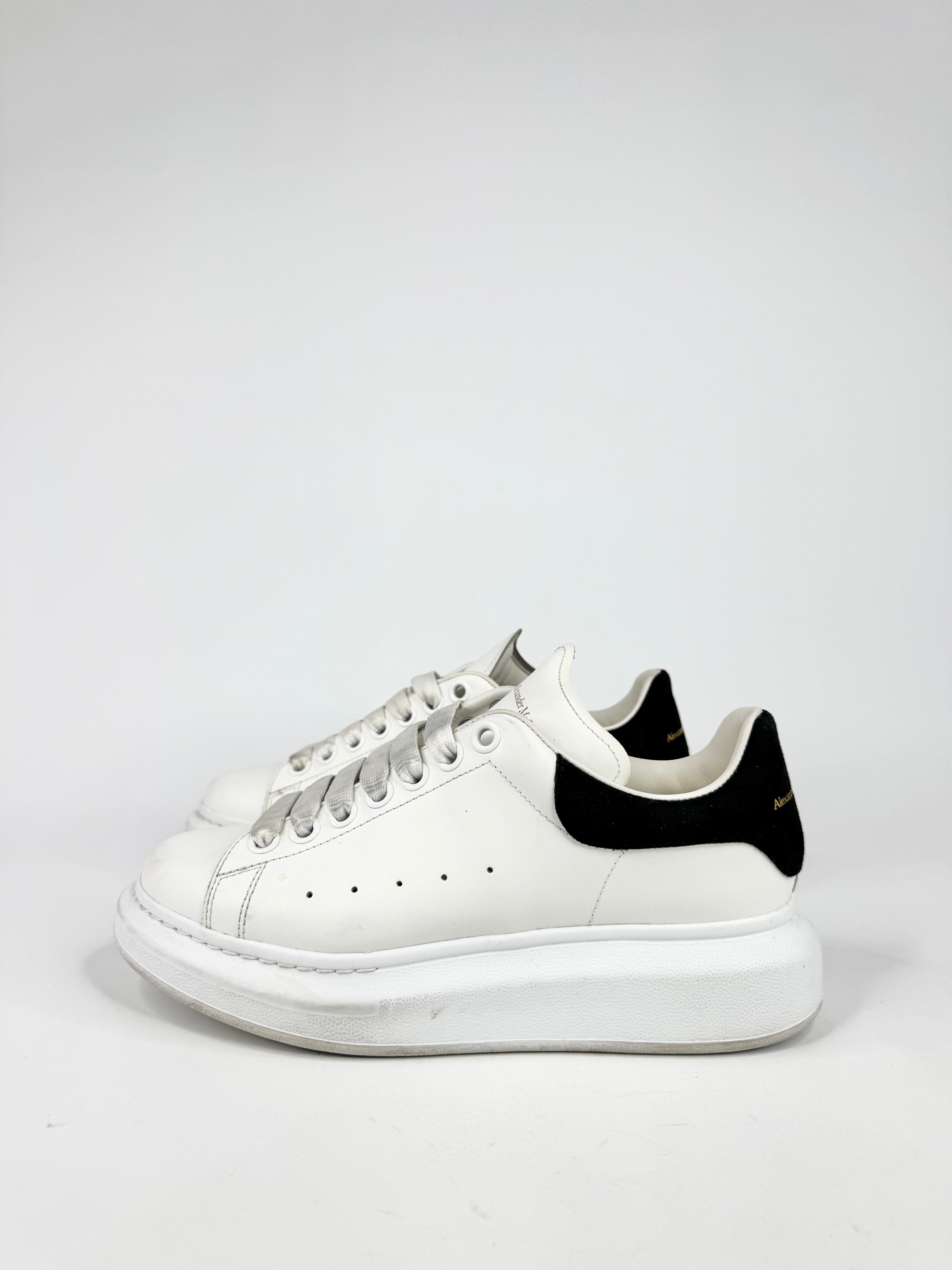 Alexander McQueen White Black Suede Trim Oversized Sneakers - EU37