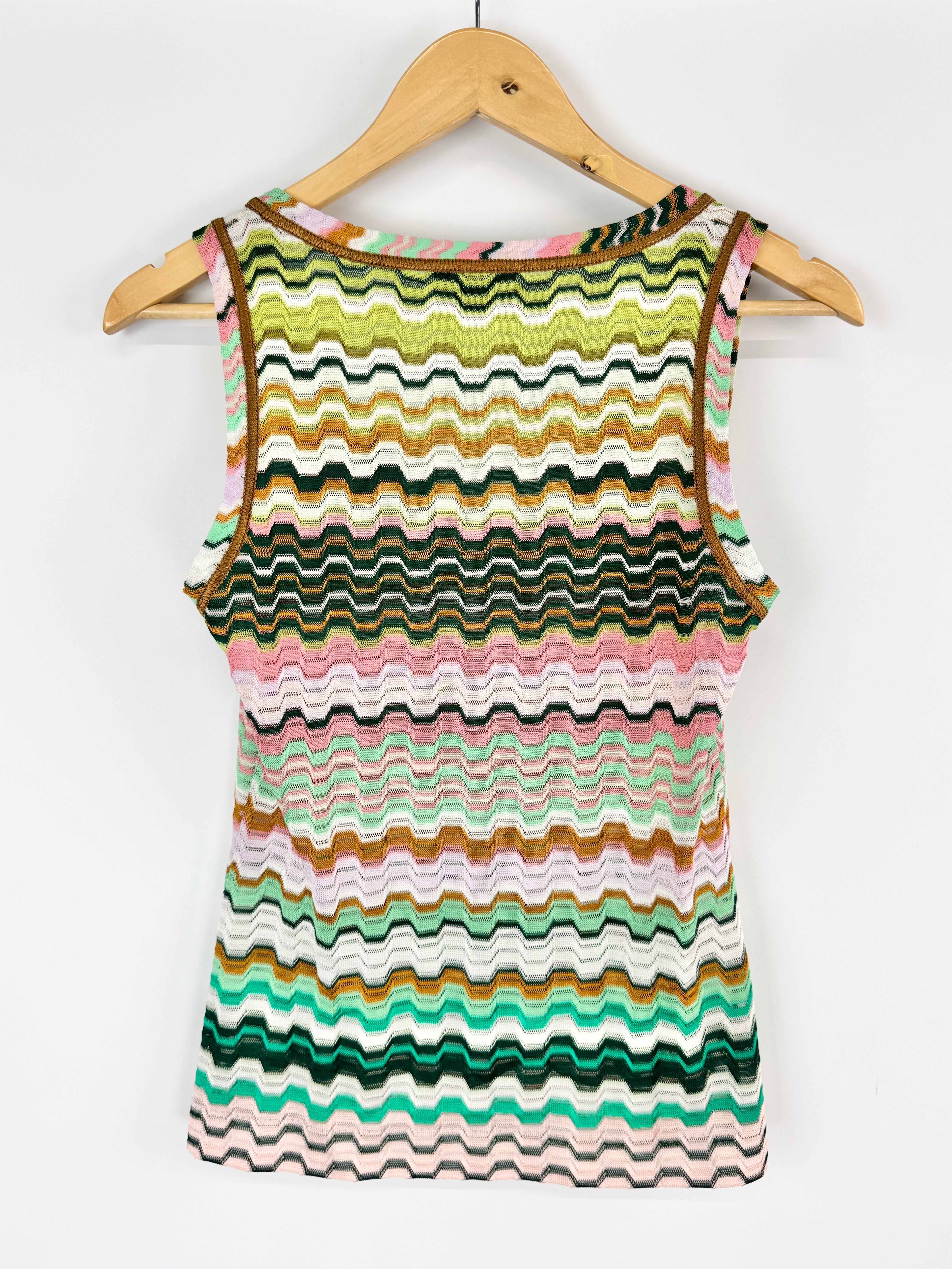 Missioni Green & Pink Patterned Knitwear Tank Top - AU10