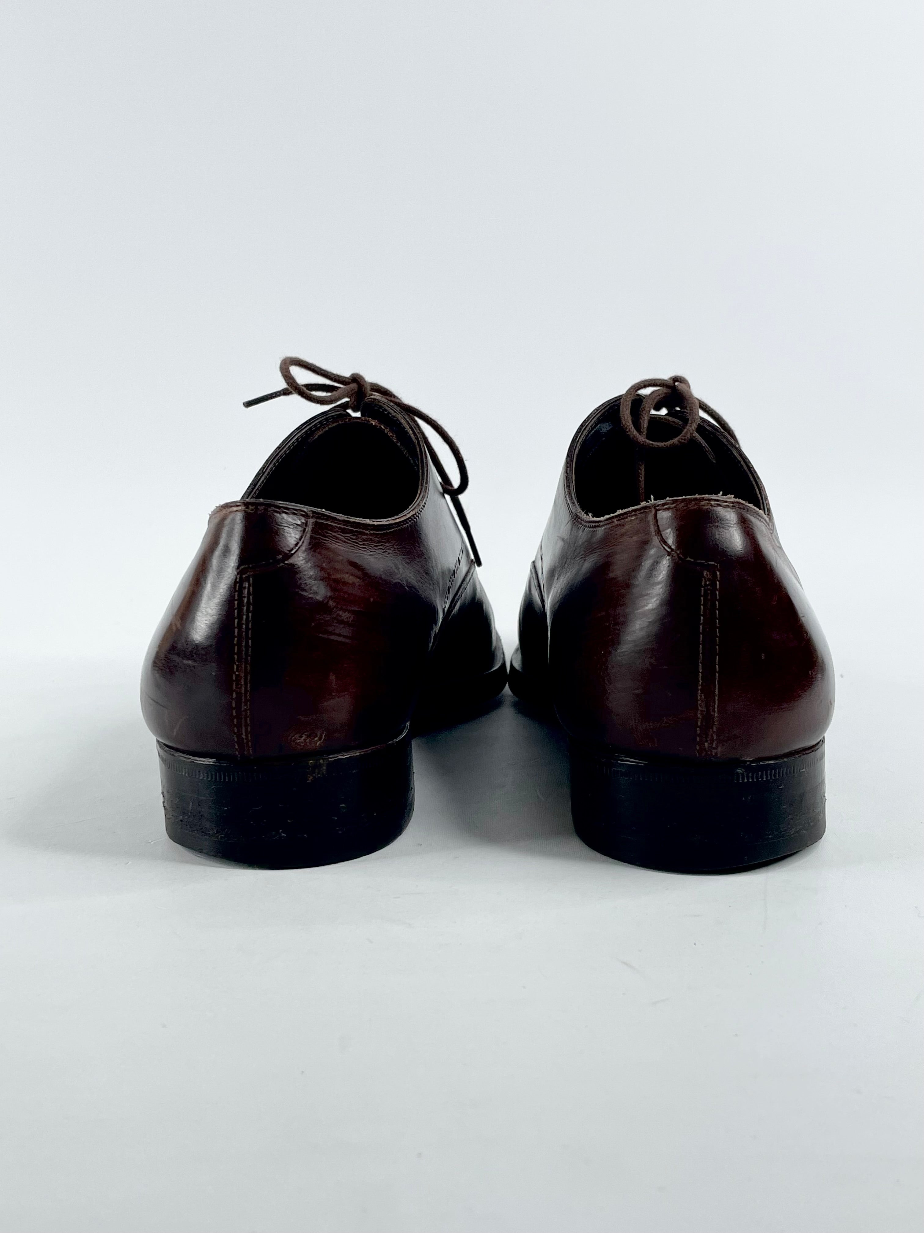 Fratelli Rossetti Chestnut Leather Wing-Top Dress Shoes - EU38.5