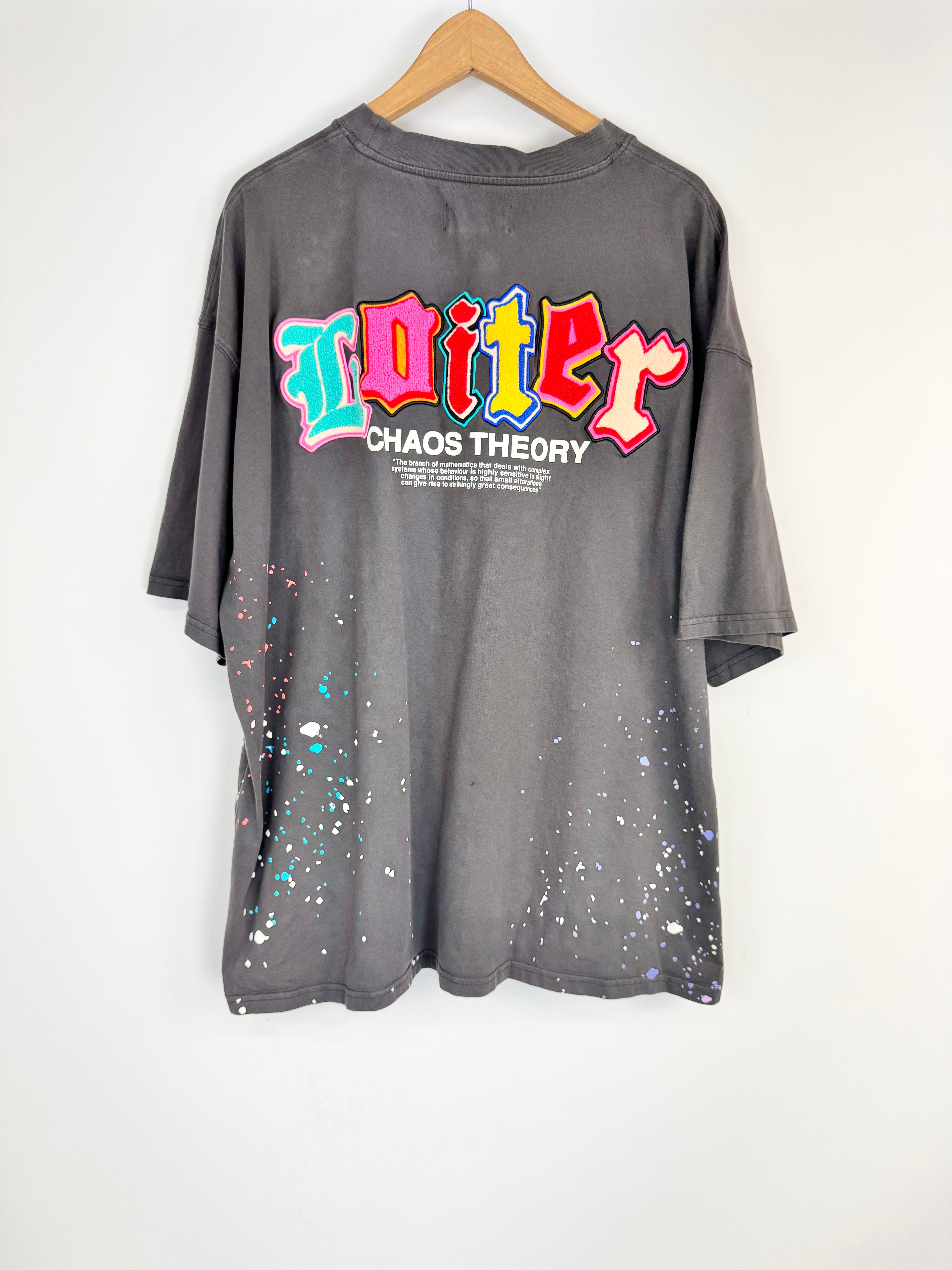 Loiter Grey 'Chaos Theory' Embroidered T-Shirt - 3XL