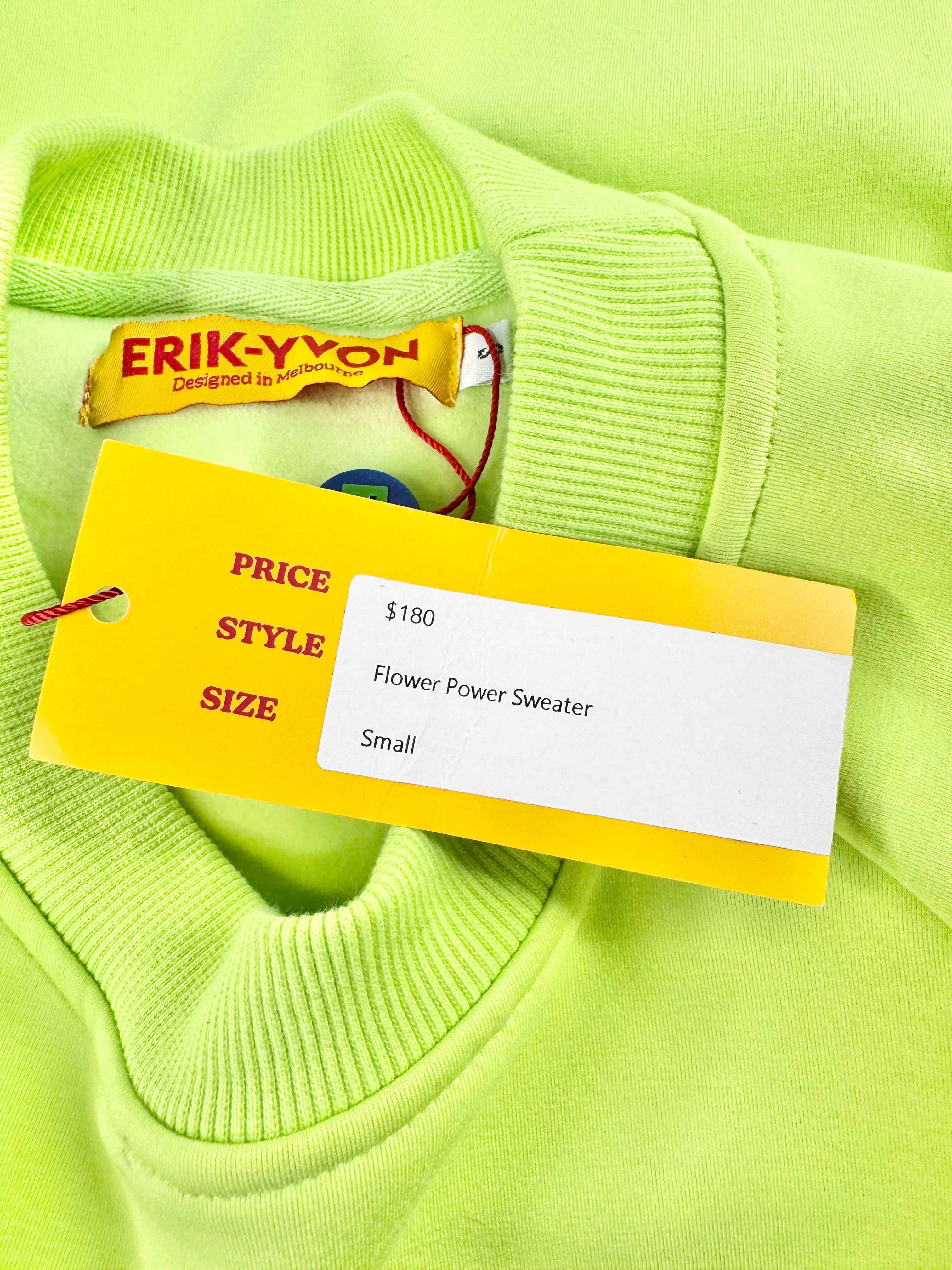 Erik-Yvon 'Flowe Power' Lime Green Sweater - AU8/10