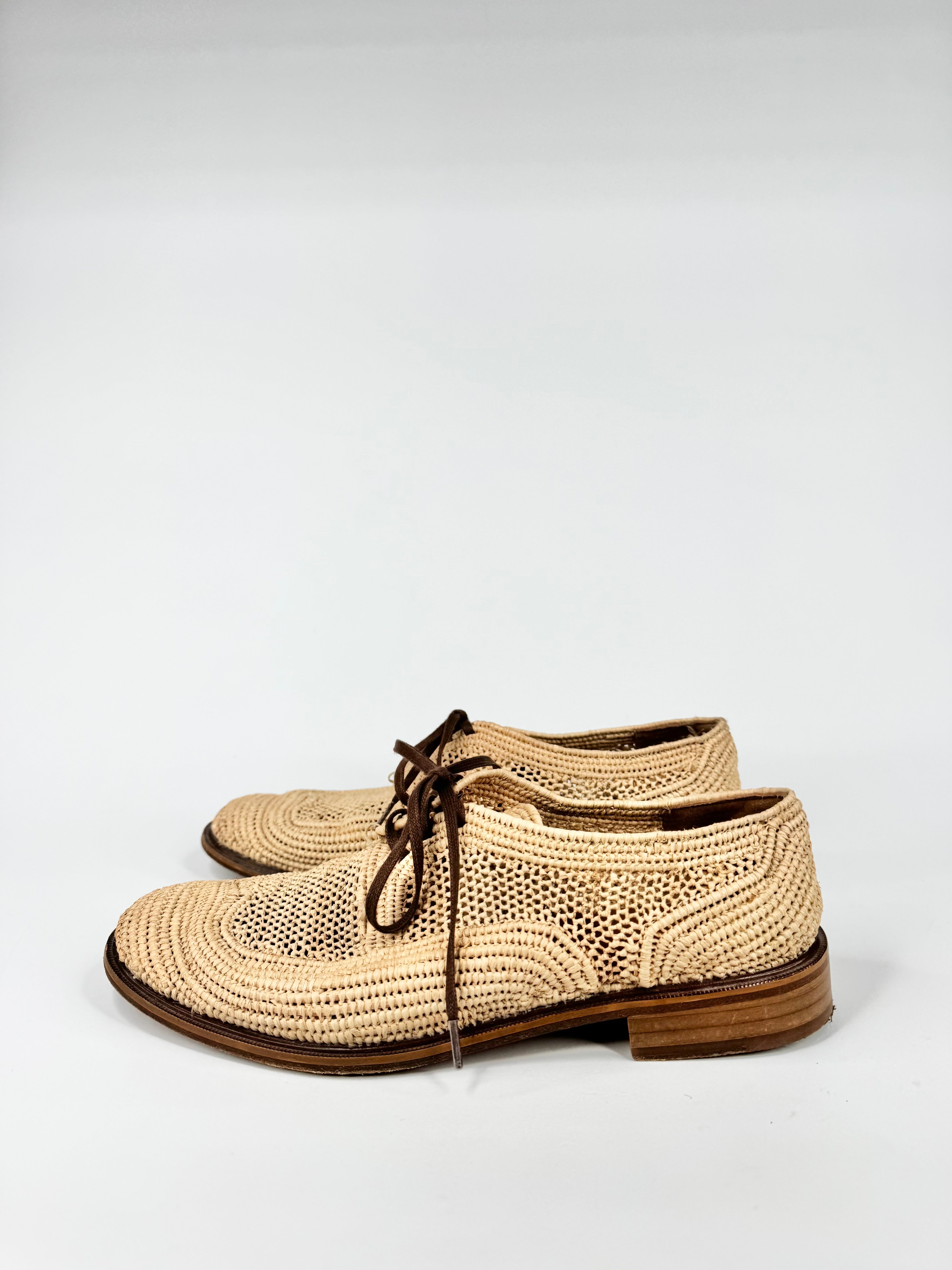 Robert Clergerie Woven Wicker Lace Ups - EU39