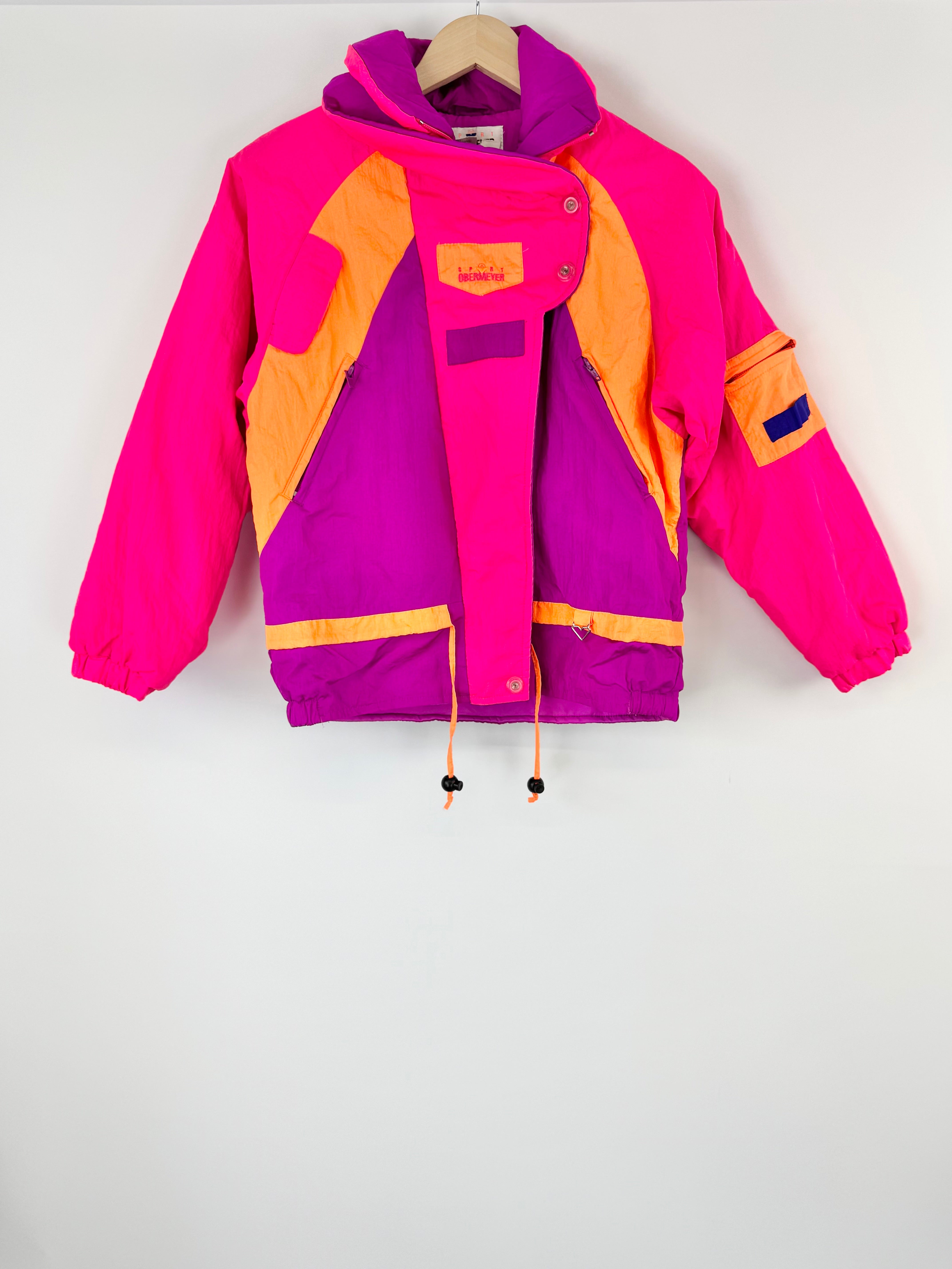 Obermeyer Bright Pink Orange and Purple Waterproof Parker - Child 10