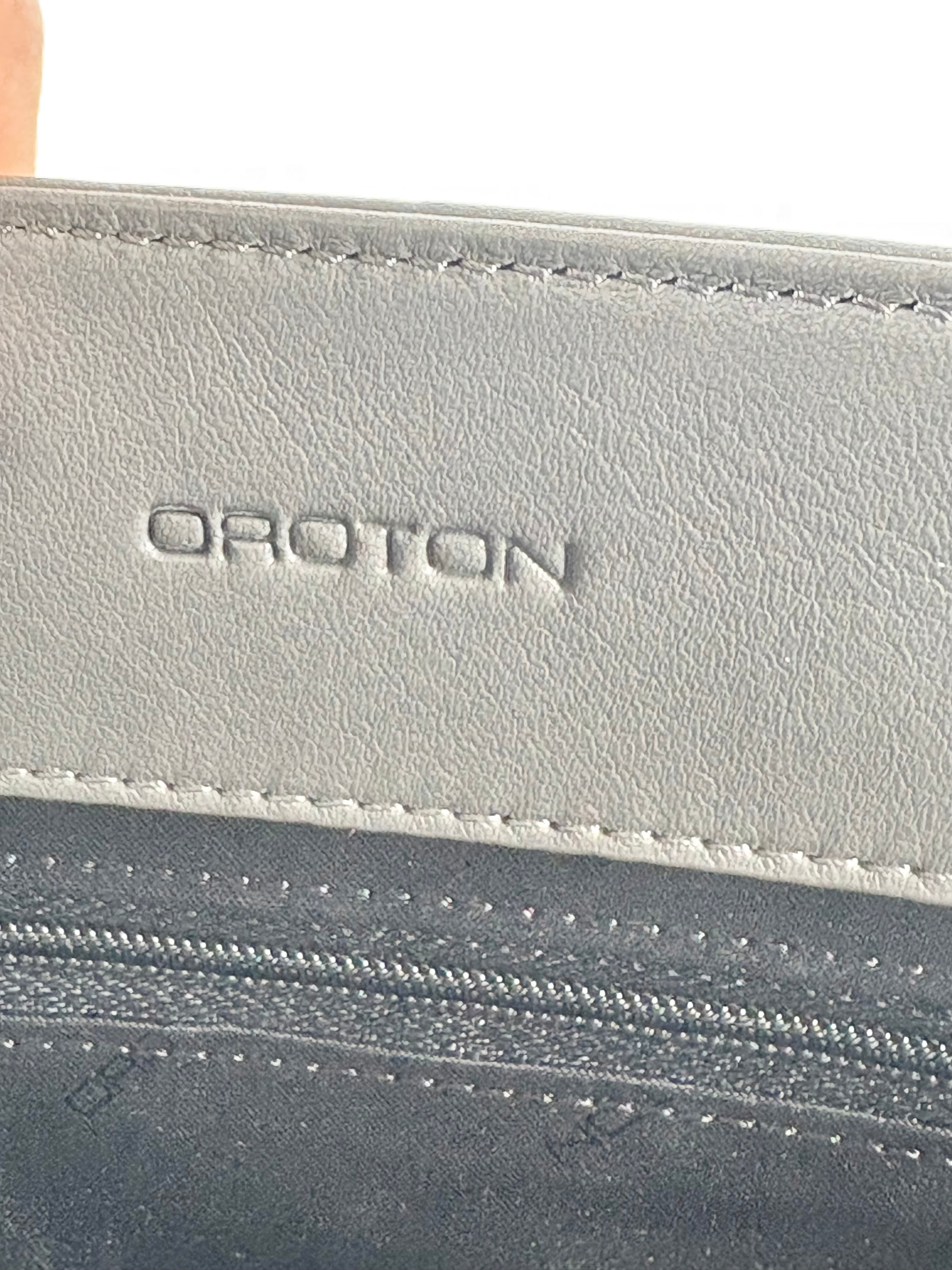 Oroton Slate Smooth Leather Laptop Case