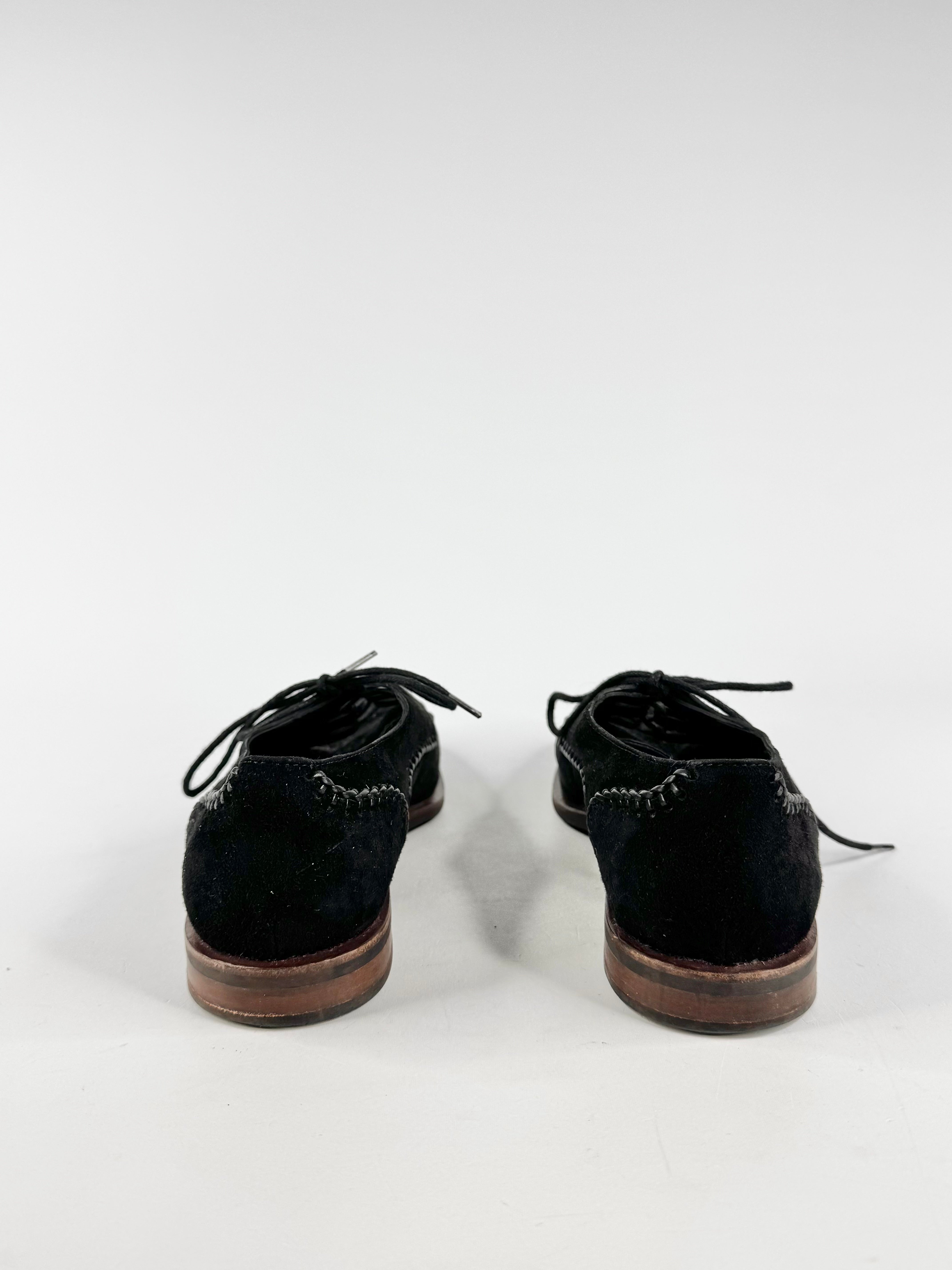 Tod's Black Suede Pointed Toe Lace Ups - EU38.5