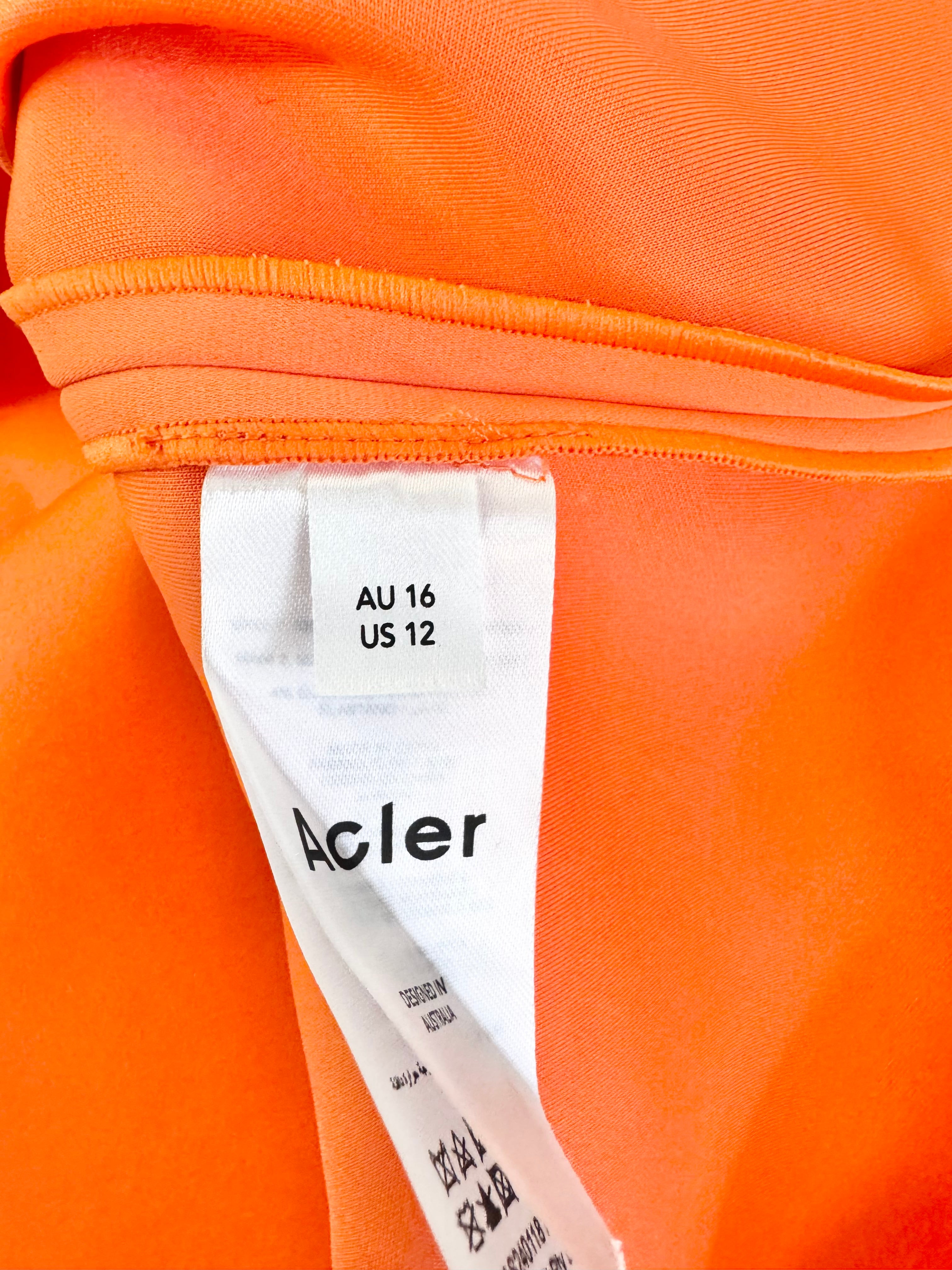 Acler Tangerine Orange Off Shoulder Body Con Dress - AU16