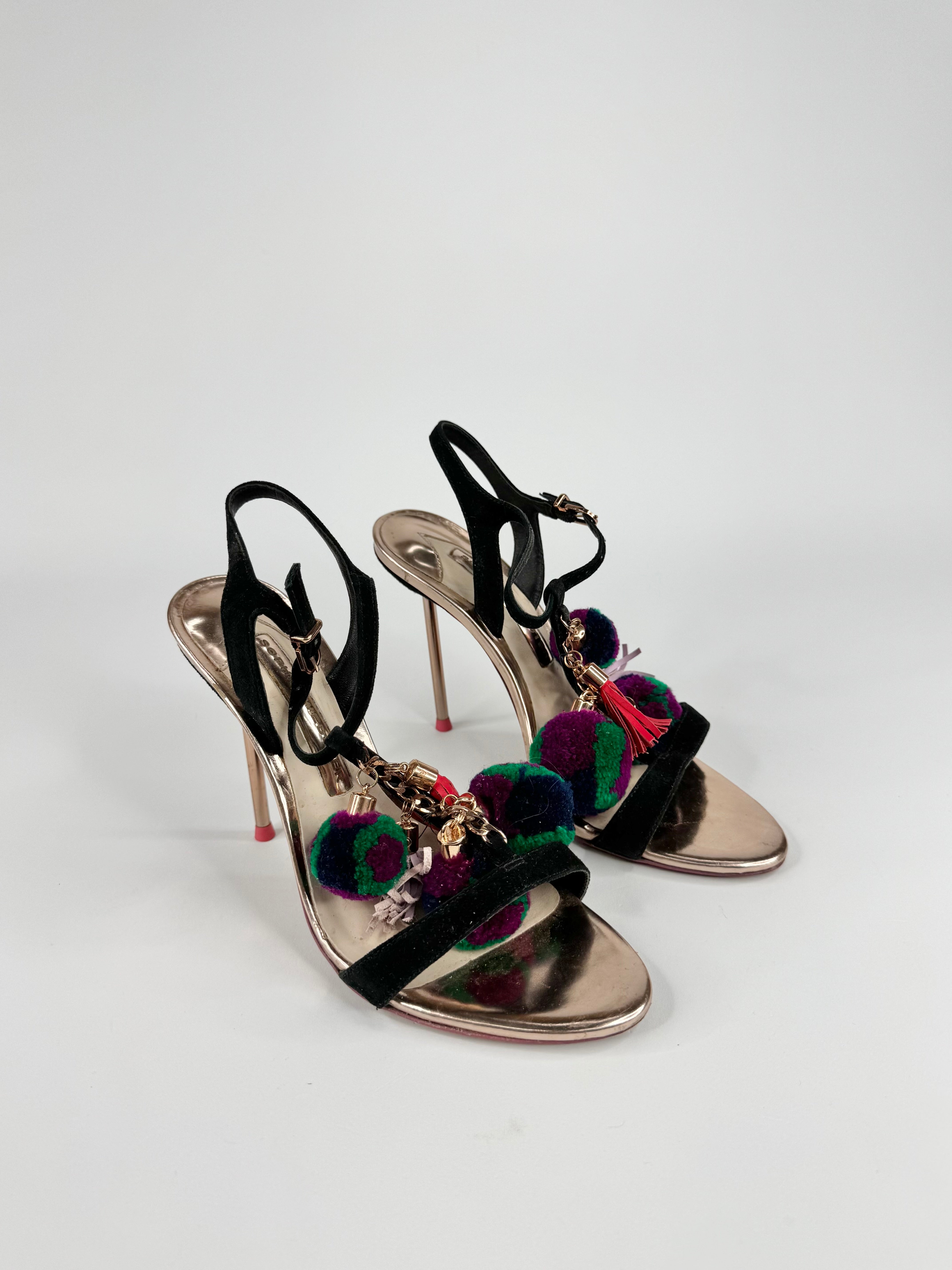 Sophia Webster Rose Gold Pomp Pom & Tassell Stilettos - EU35