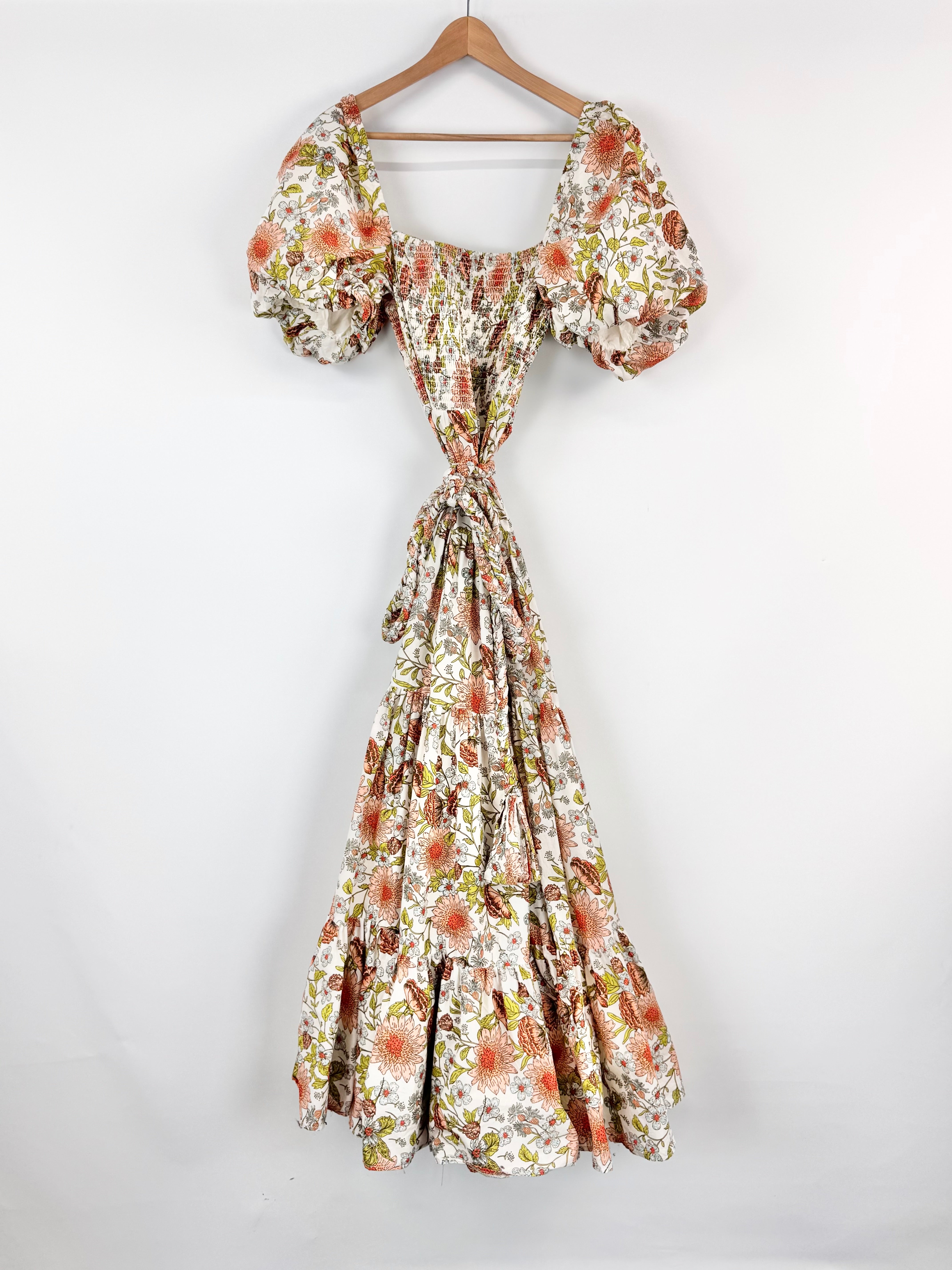 Torannce Retro Floral Patterned Shirred Summer Dress - AU8/10