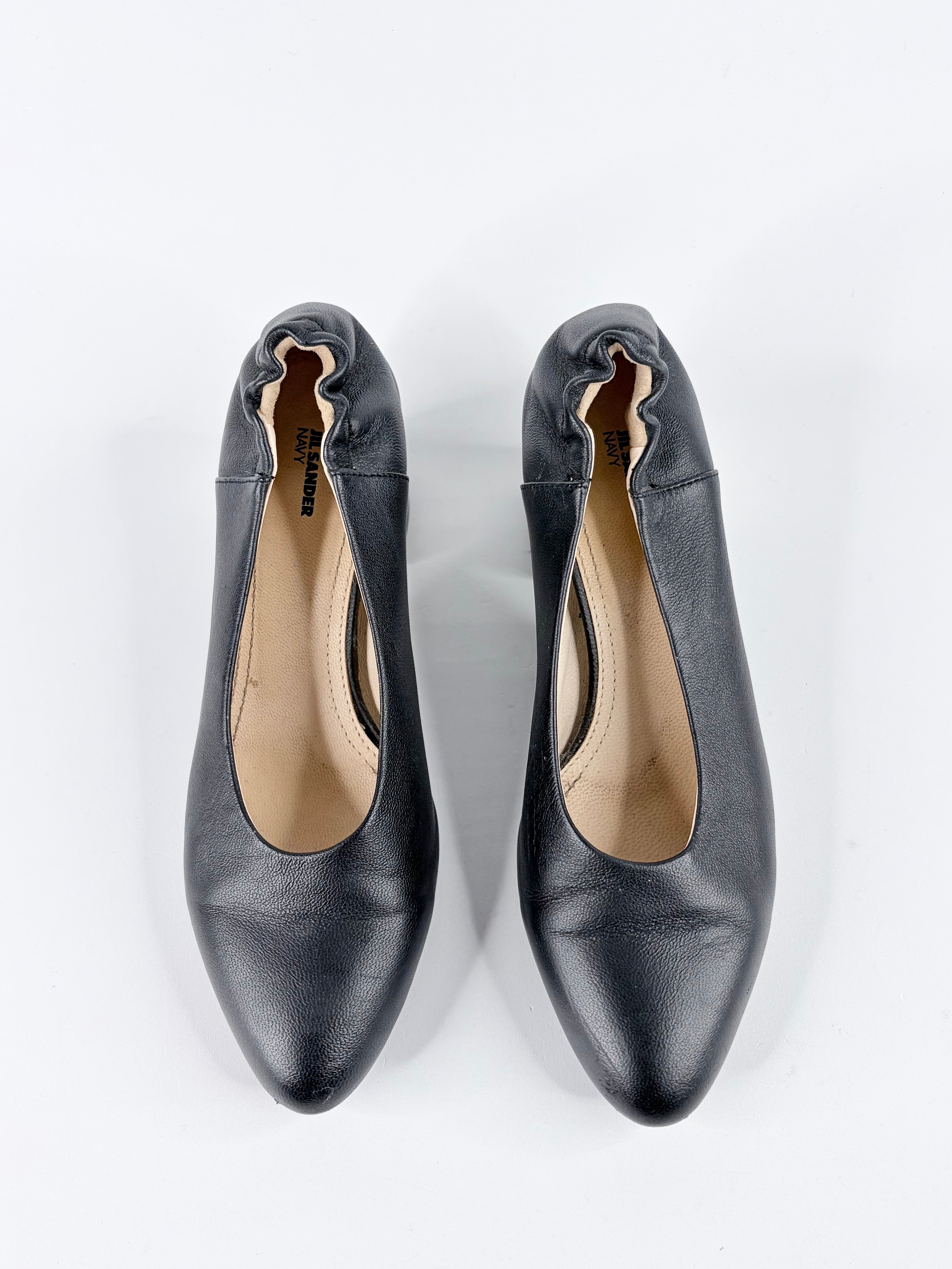 Jil Sander Navy Black Block Heel Pumps - EU37