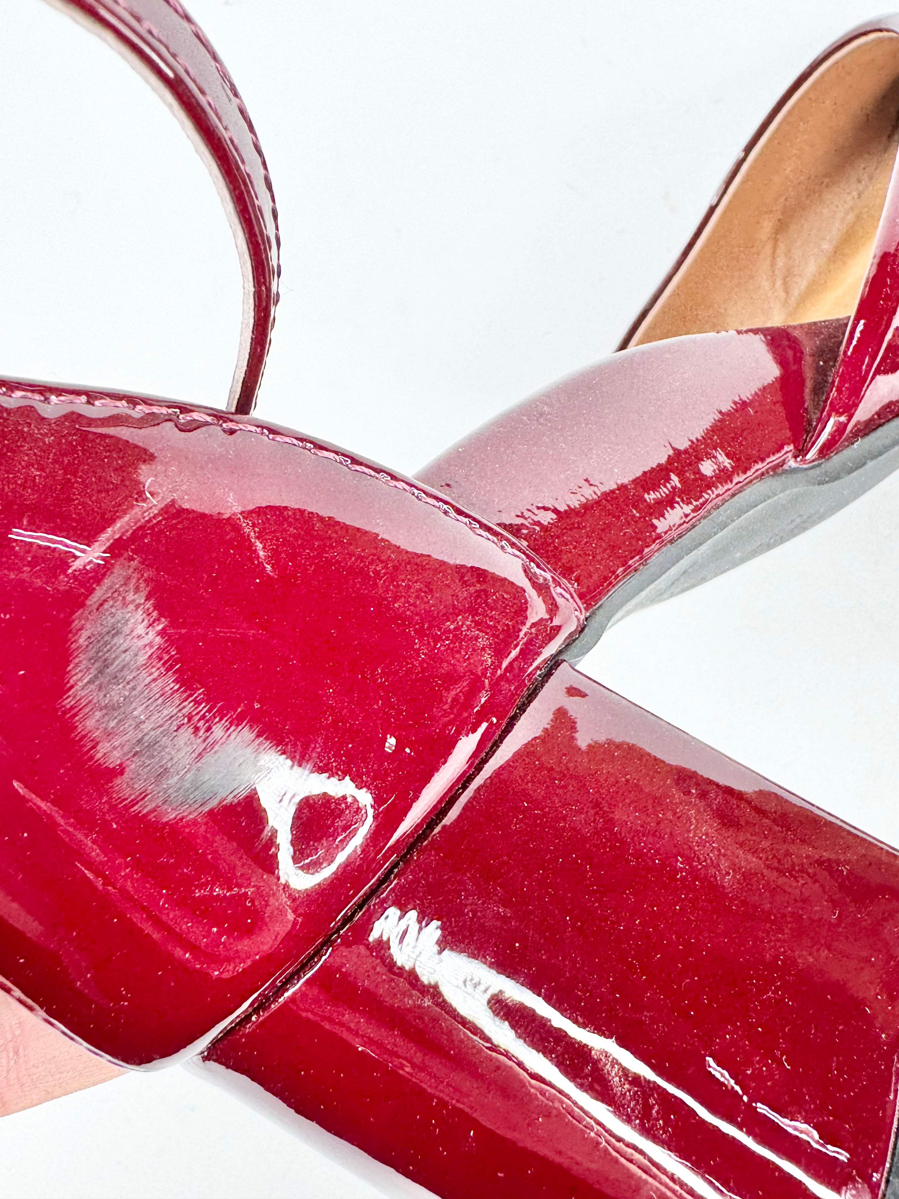 Bared Burgundy Patent Leather Mary Janes - EU37