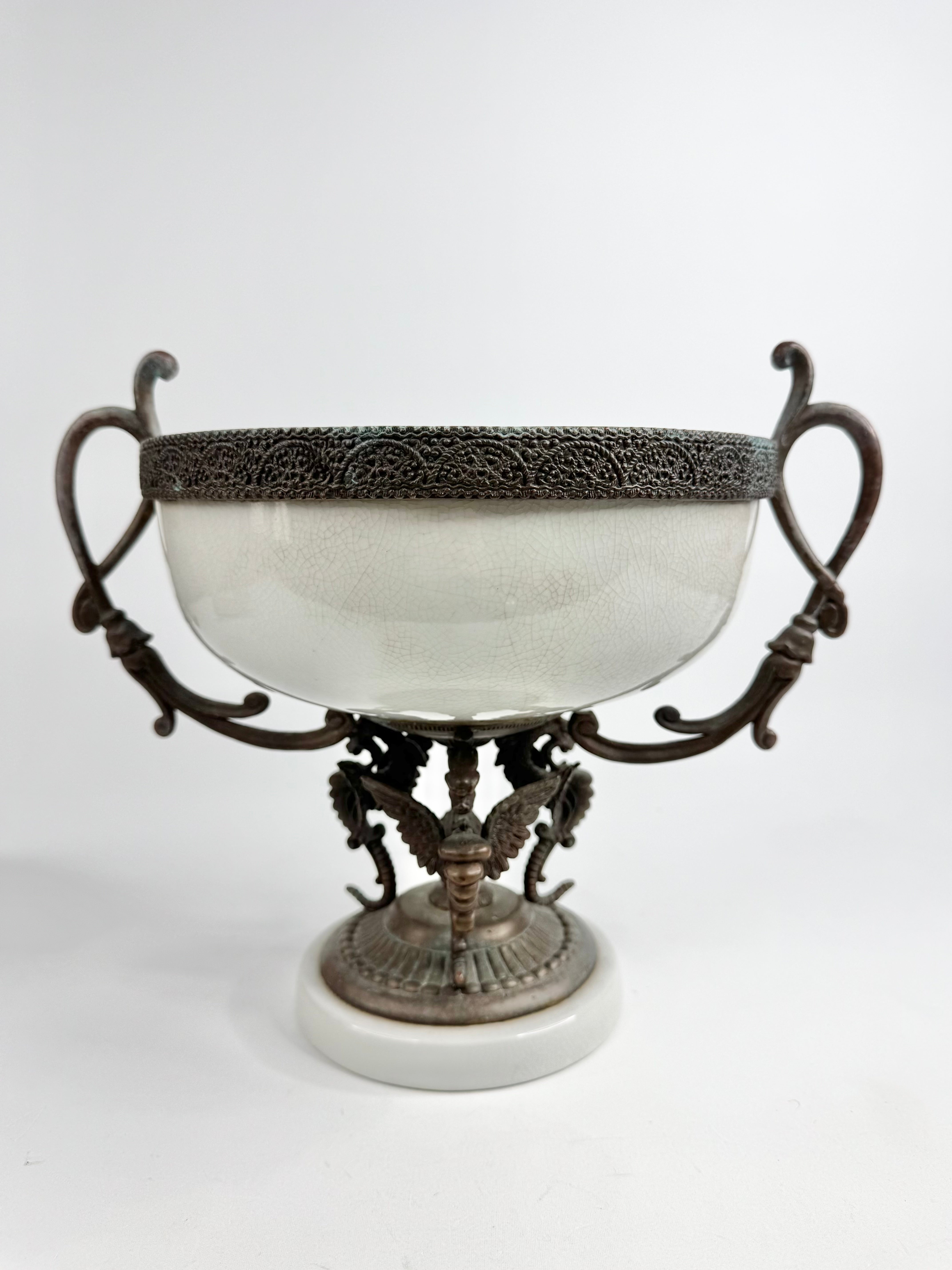 Vintage R.M. Hall Pty Ltd Crackle Glaze Centrepiece Bowl