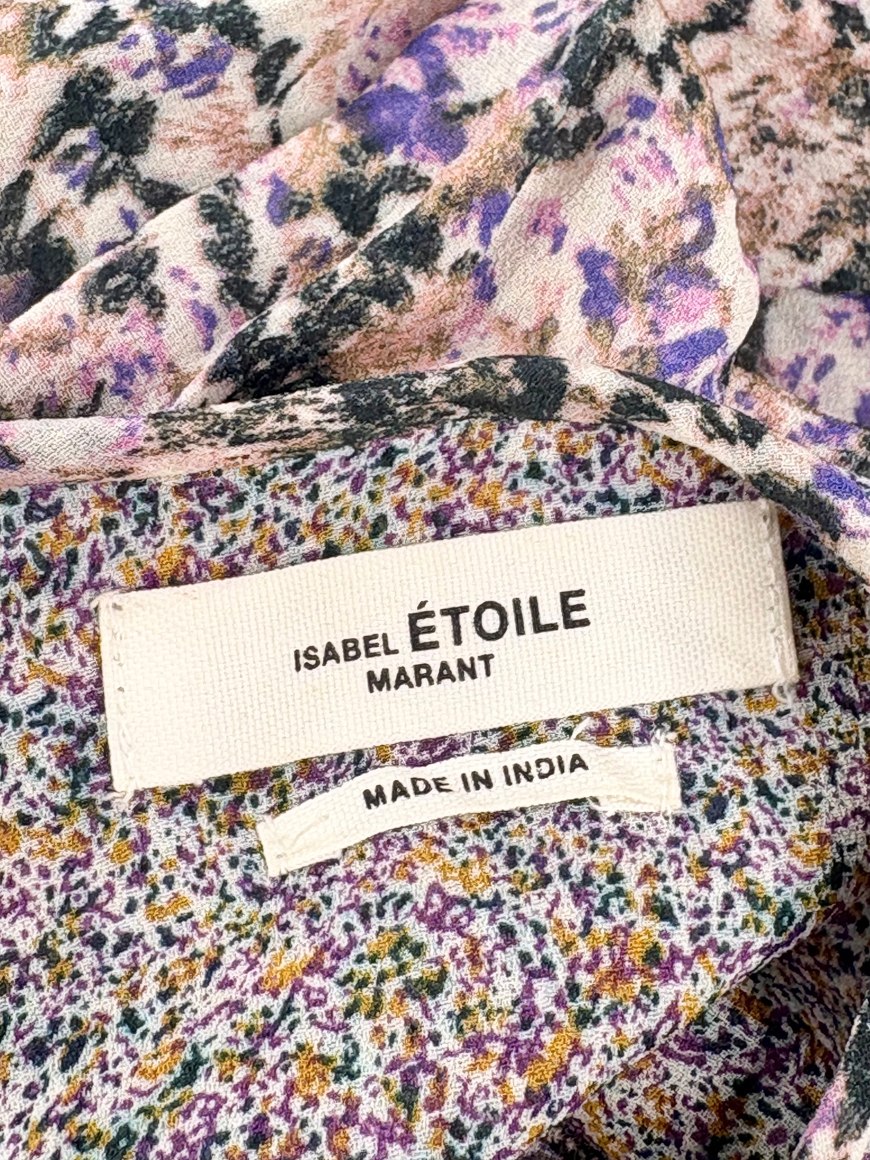Isabel Marant Étoile Lavender Floral Camo Sheer Midi Dress - AU10