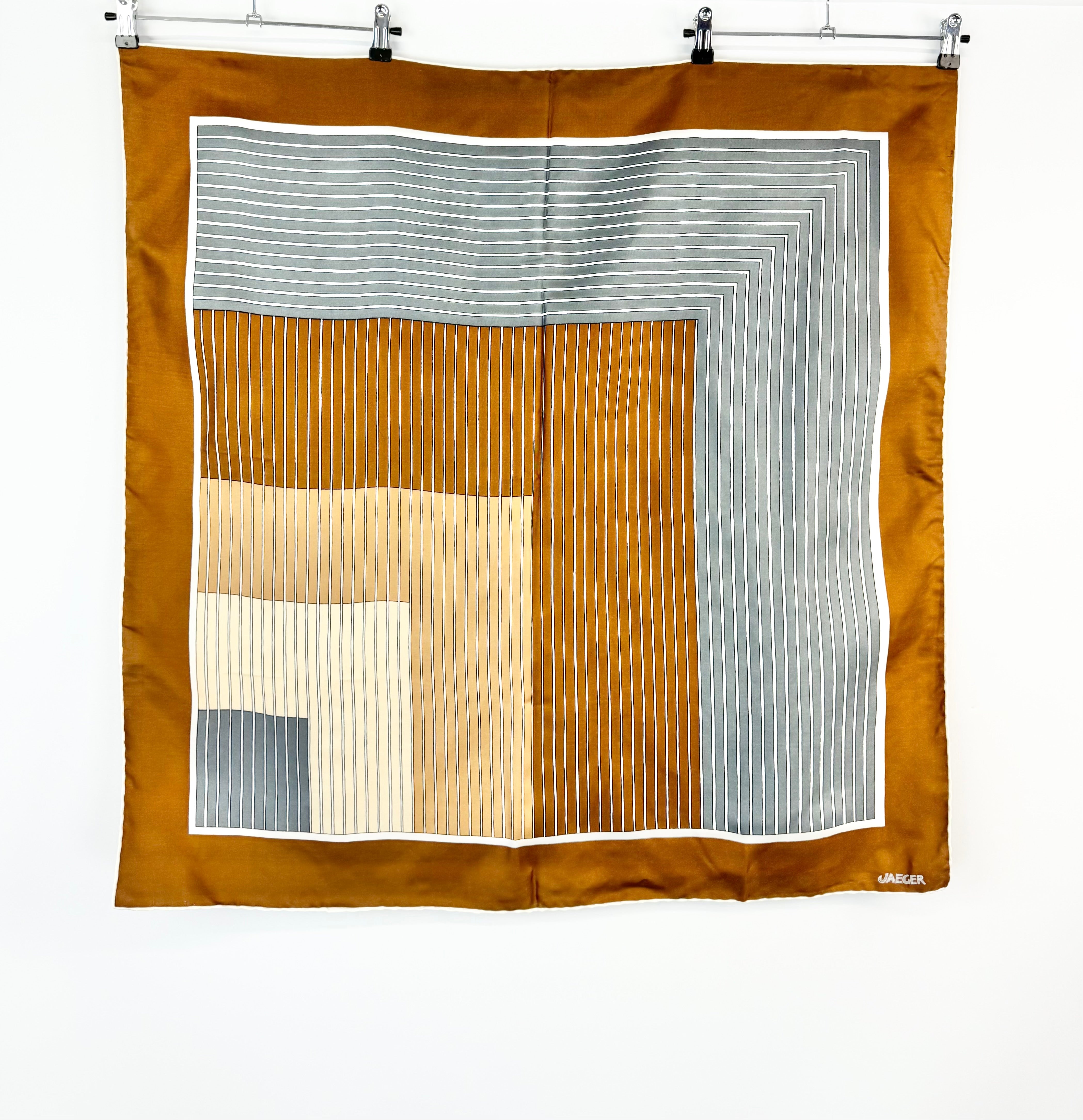 Vintage Jaeger London Silk Block Patterned Scarf