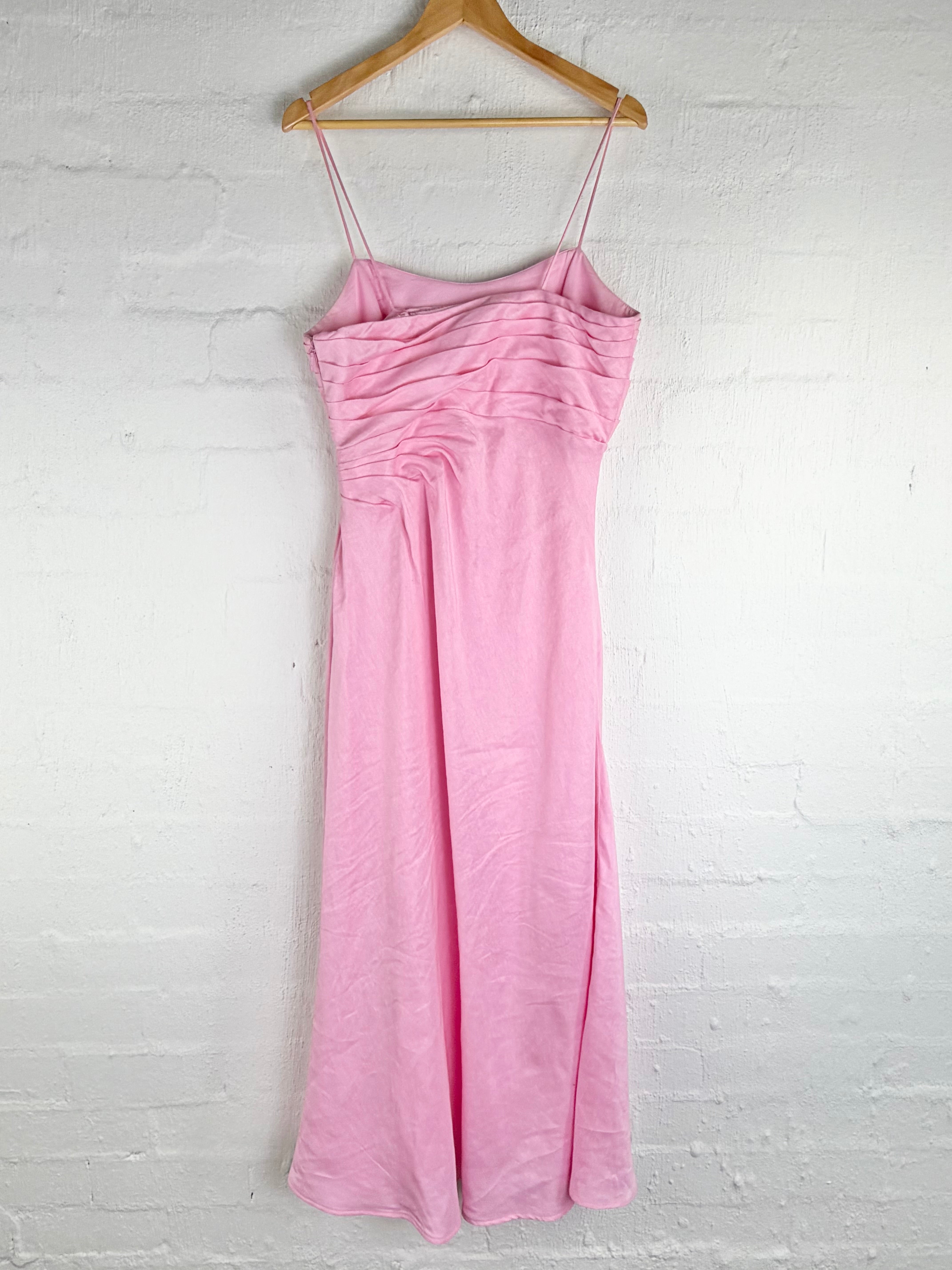 Aje Bubblegum Pink Ruched Midi Sundress - AU14