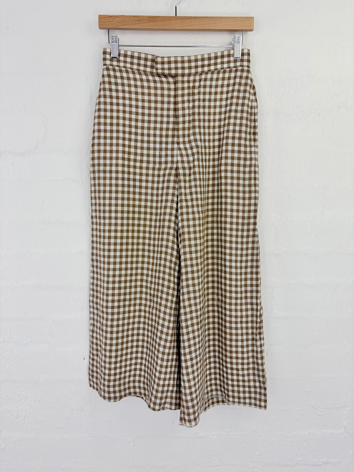 Scanlan Theodore Cream & Khaki Gingham Culottes - AU6