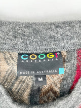 Coogi Charcoal Patterned Wool Knit Sweater - M