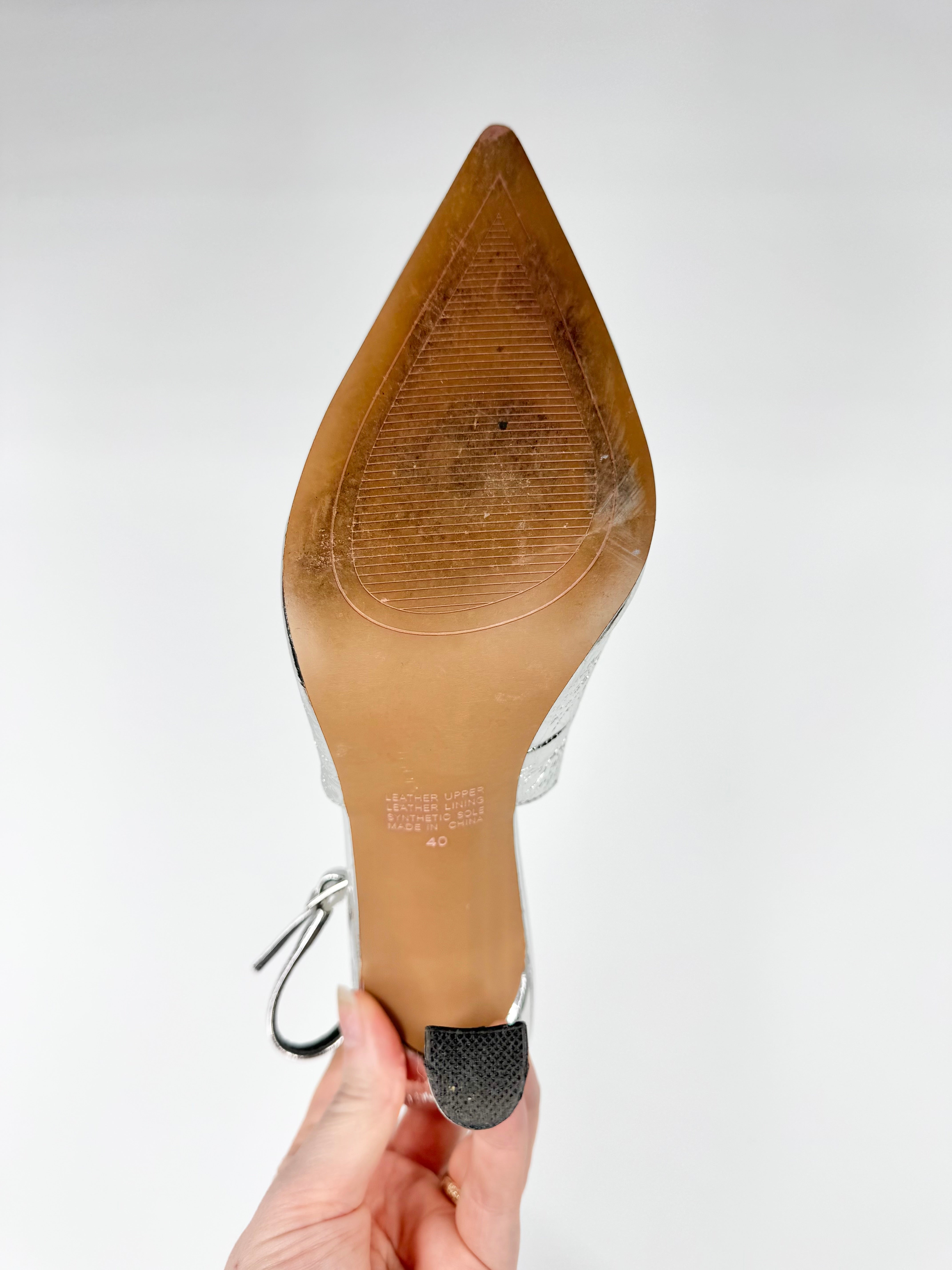Lana Wilkinson Metallic Silver Pointed Toe Stilettos - EU40