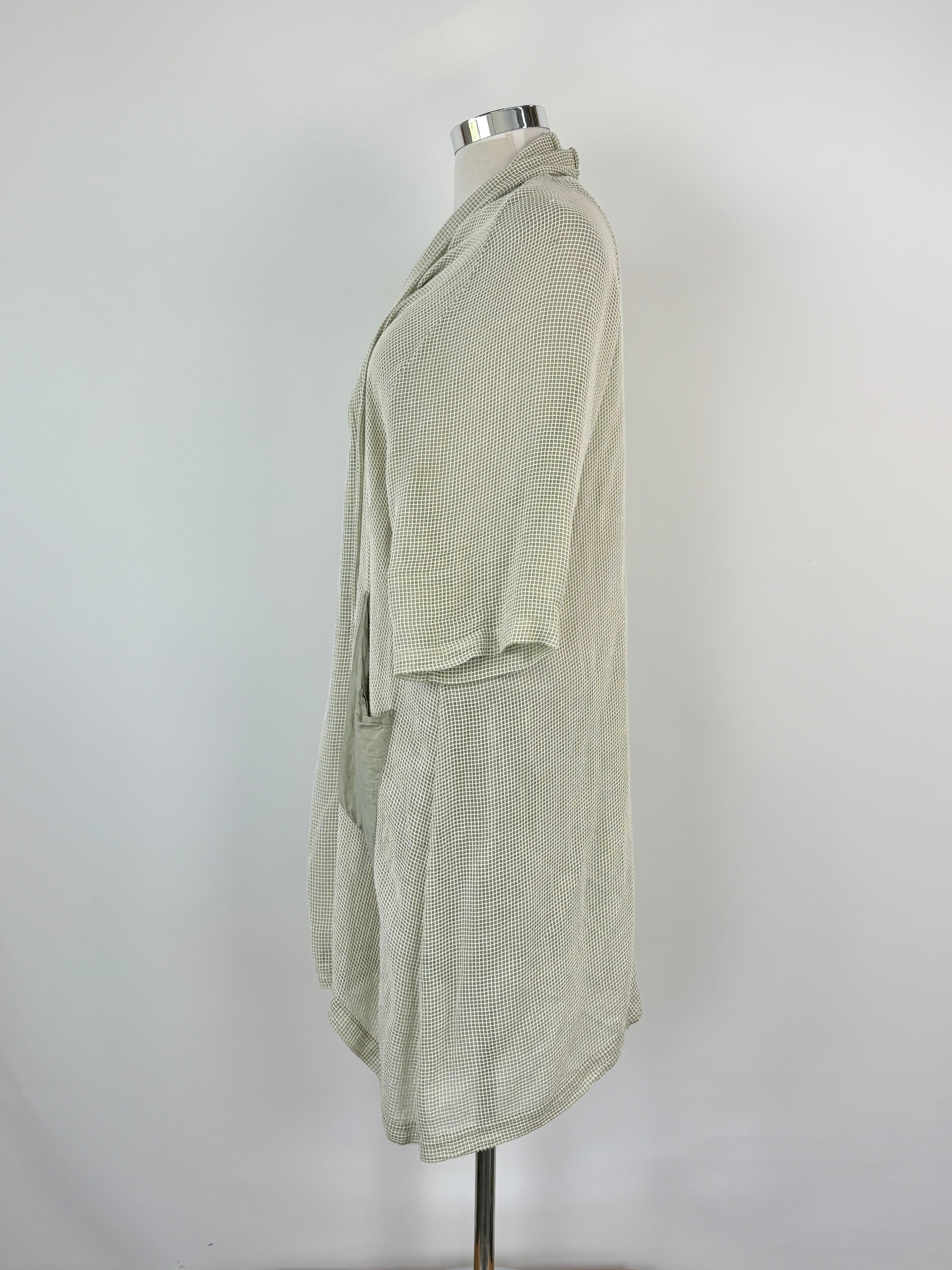 Grizas Sage & Textured White Striped Sheer Cardi - AU12