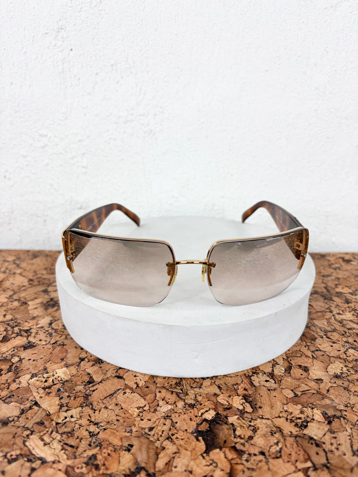 Chanel Frameless Tortoiseshell Resin & Swarovski Crystal 4095-B Sunglasses