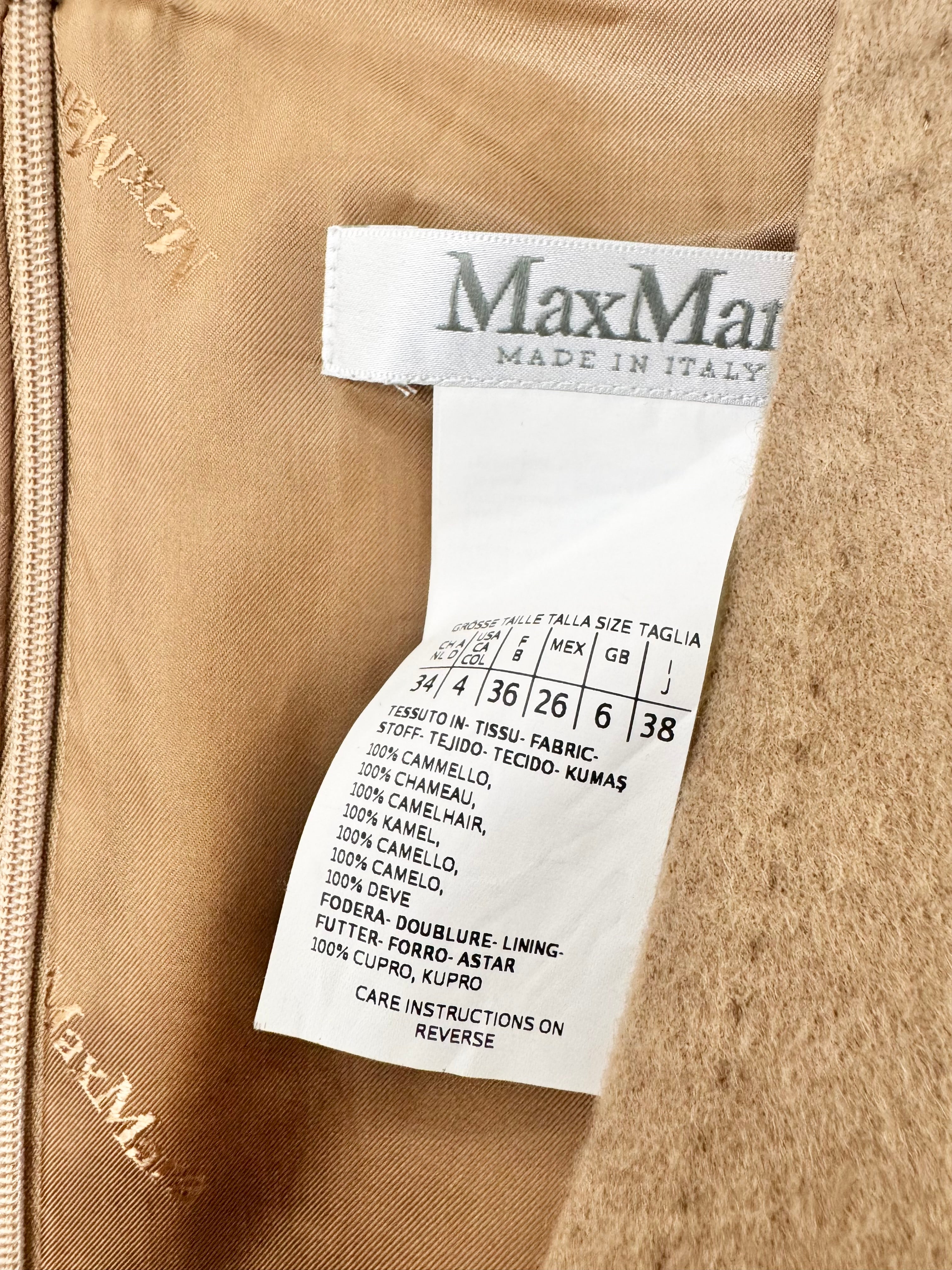 Max Mara Camel Sleeveless Smock - AU6/8