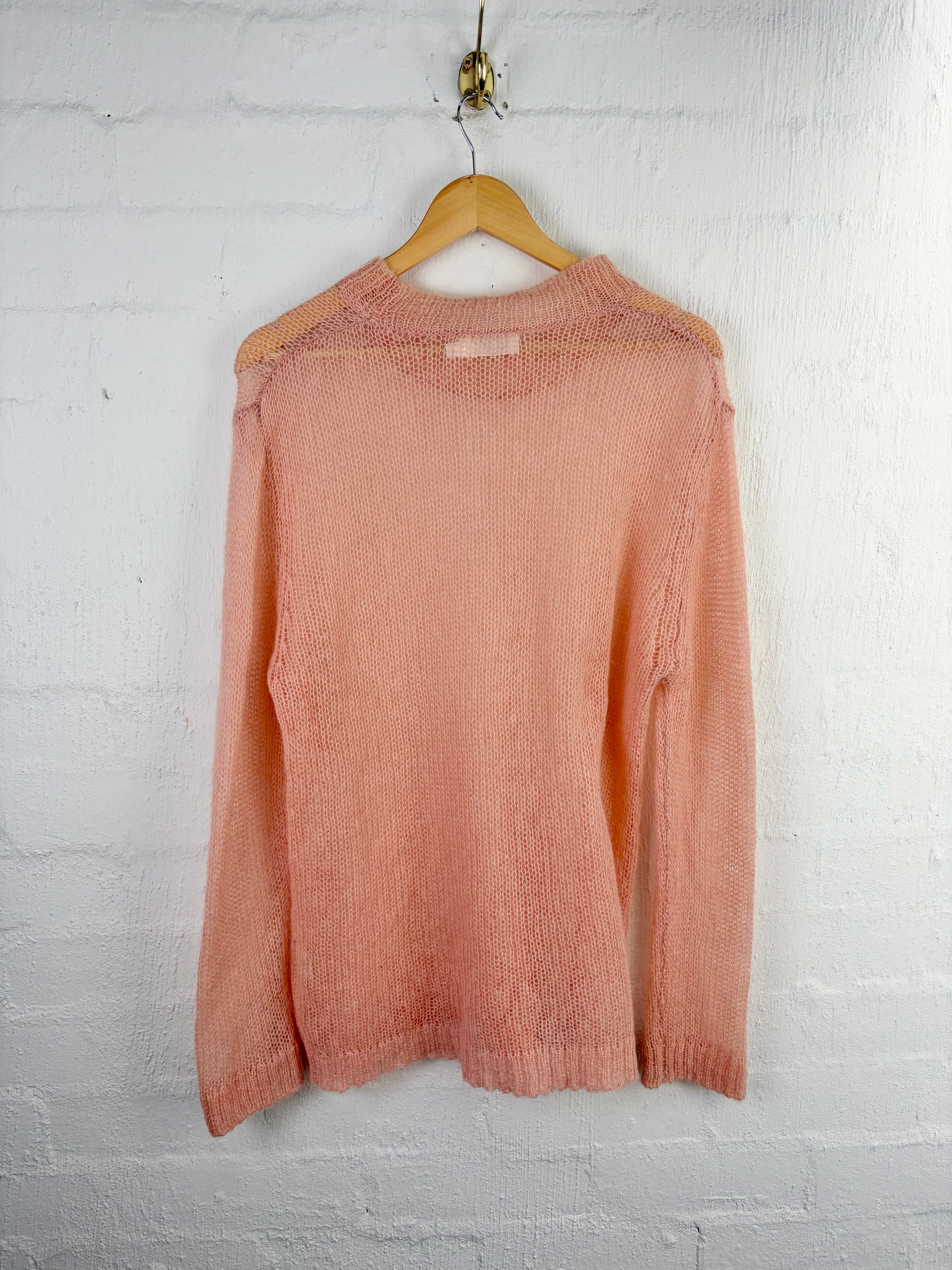 Zimmermann Pastel Peach Loose Knit Kid Mohair & Wool Blend Jumper - AU8/10