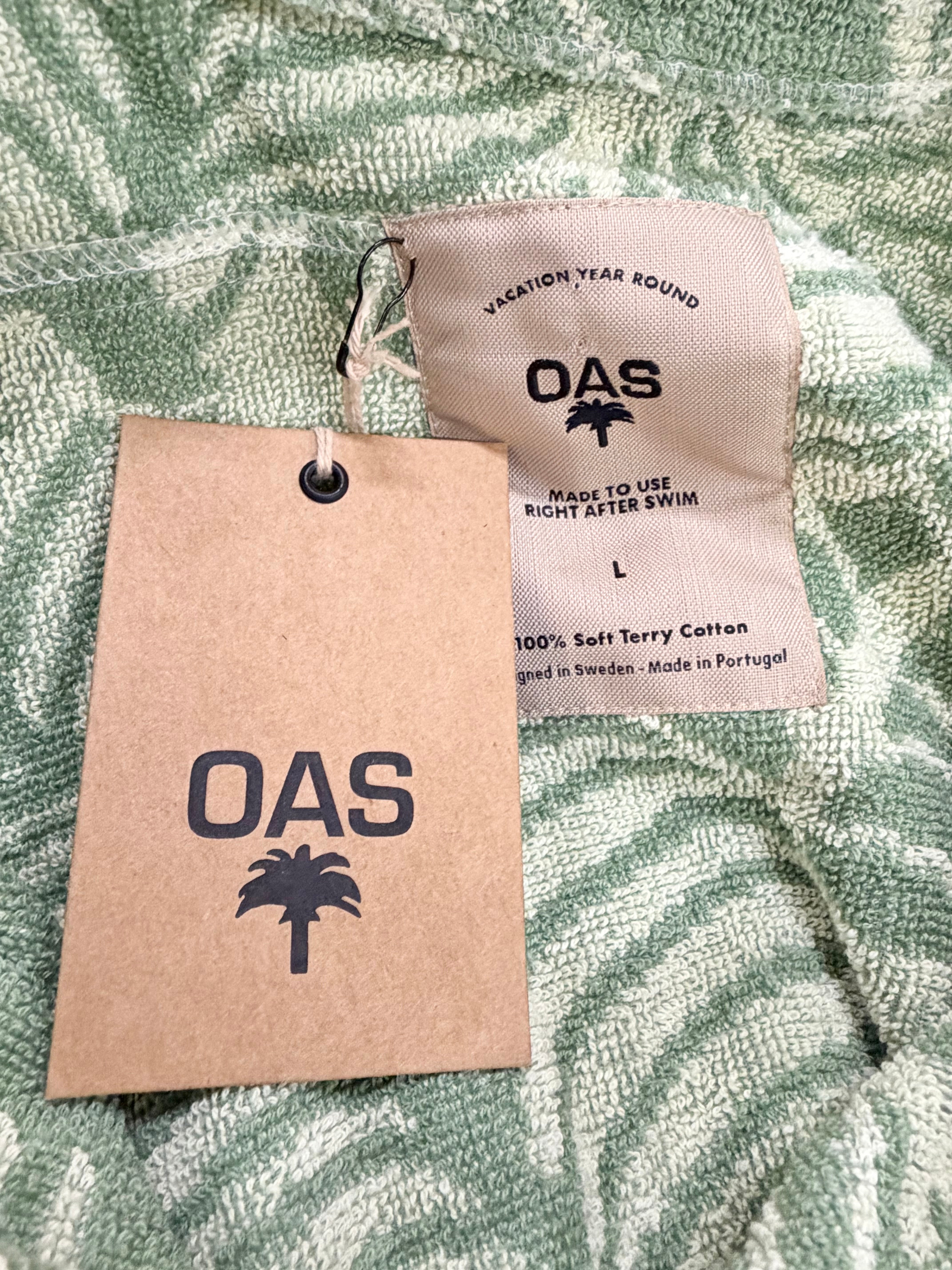 OAS Green 'Banana Leaf' Green Terry Cloth Shirt NWT - L