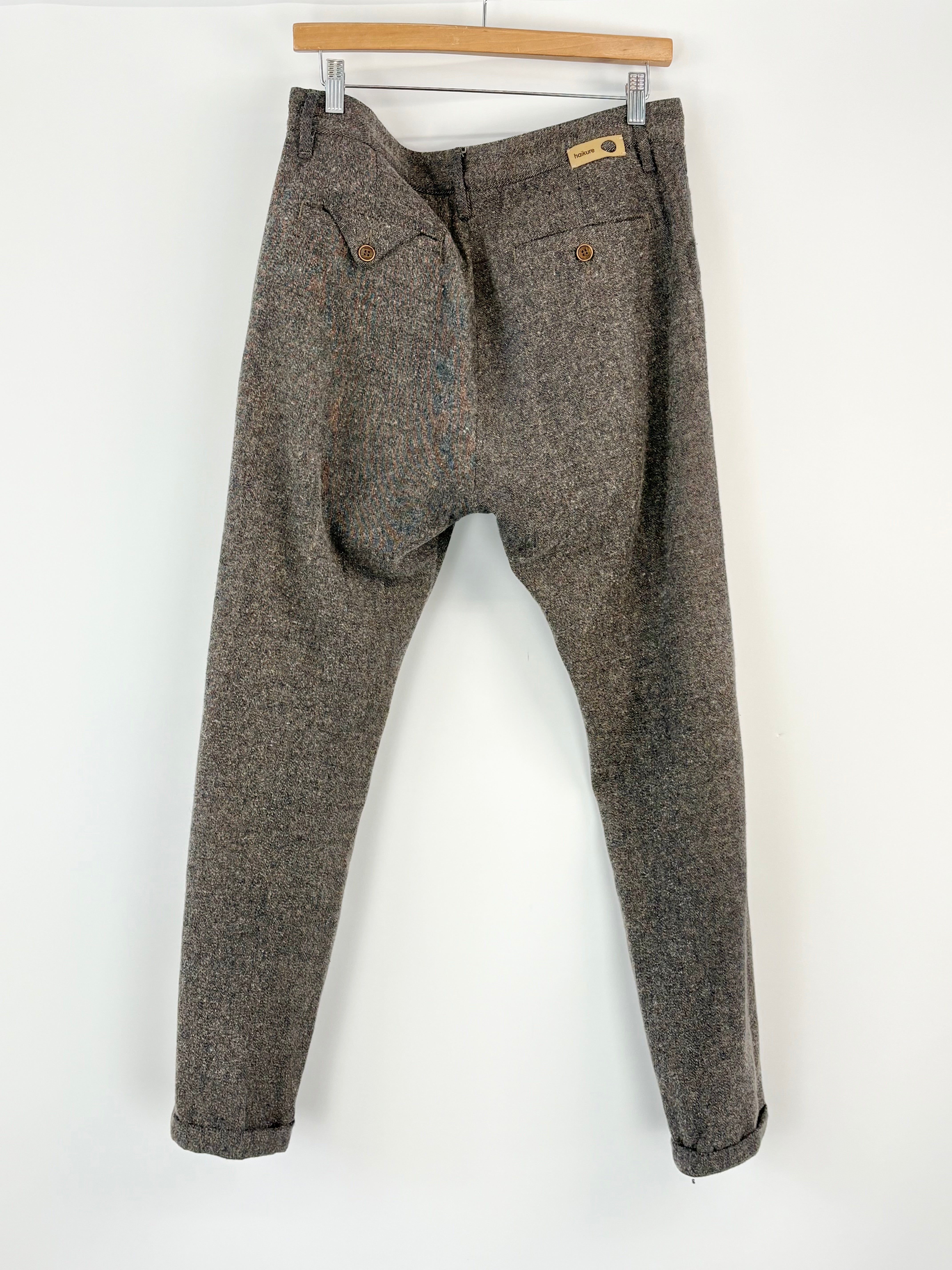 Haikure Grey Striped Wool-Blend Slim Pants - 32
