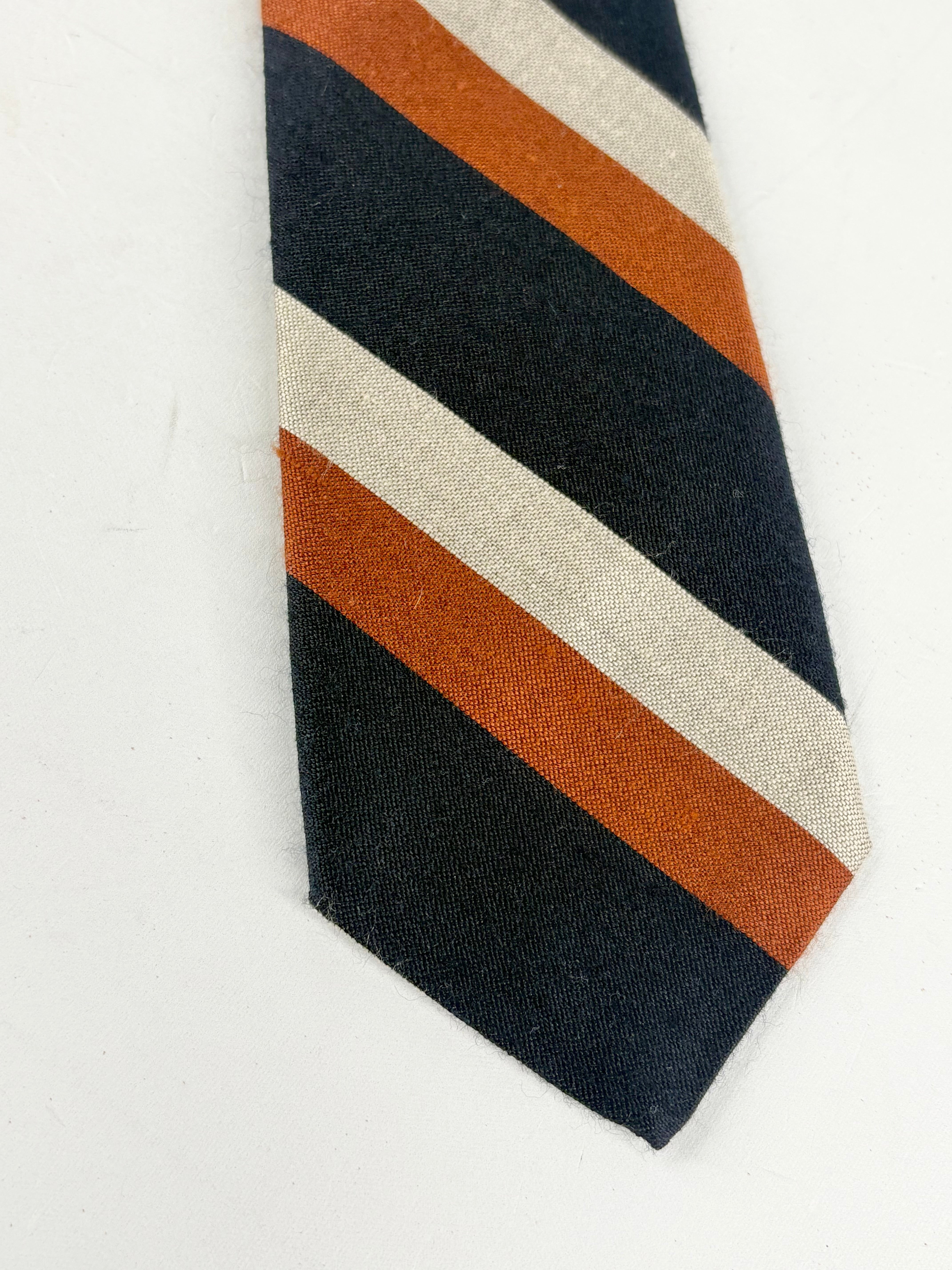 Vintage Givenchy Gentleman Navy Blue, Beige & Mocha Striped Tie