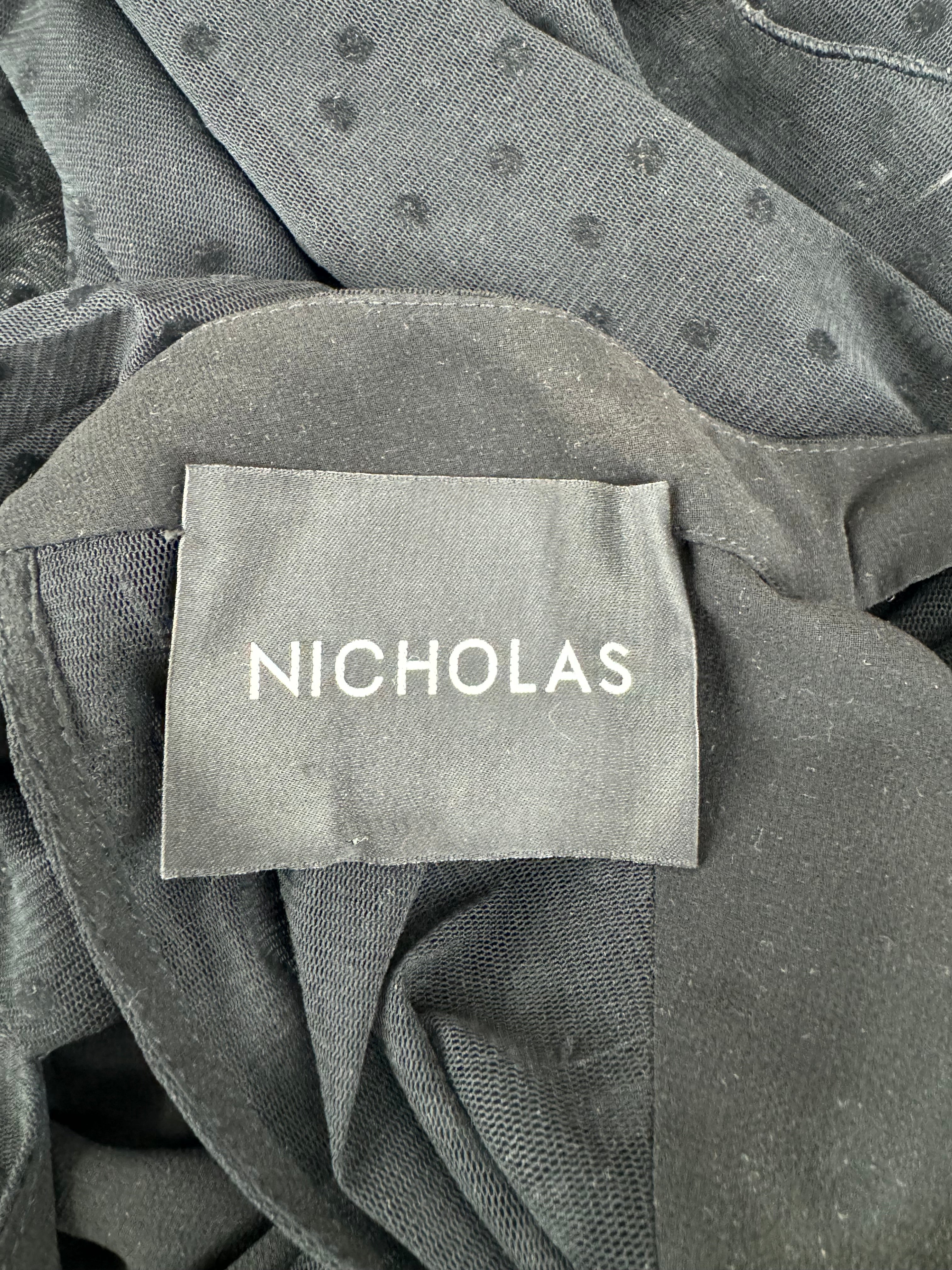 Nicholas Sheer Black Dot Puff Sleeve Blouse - AU8/10