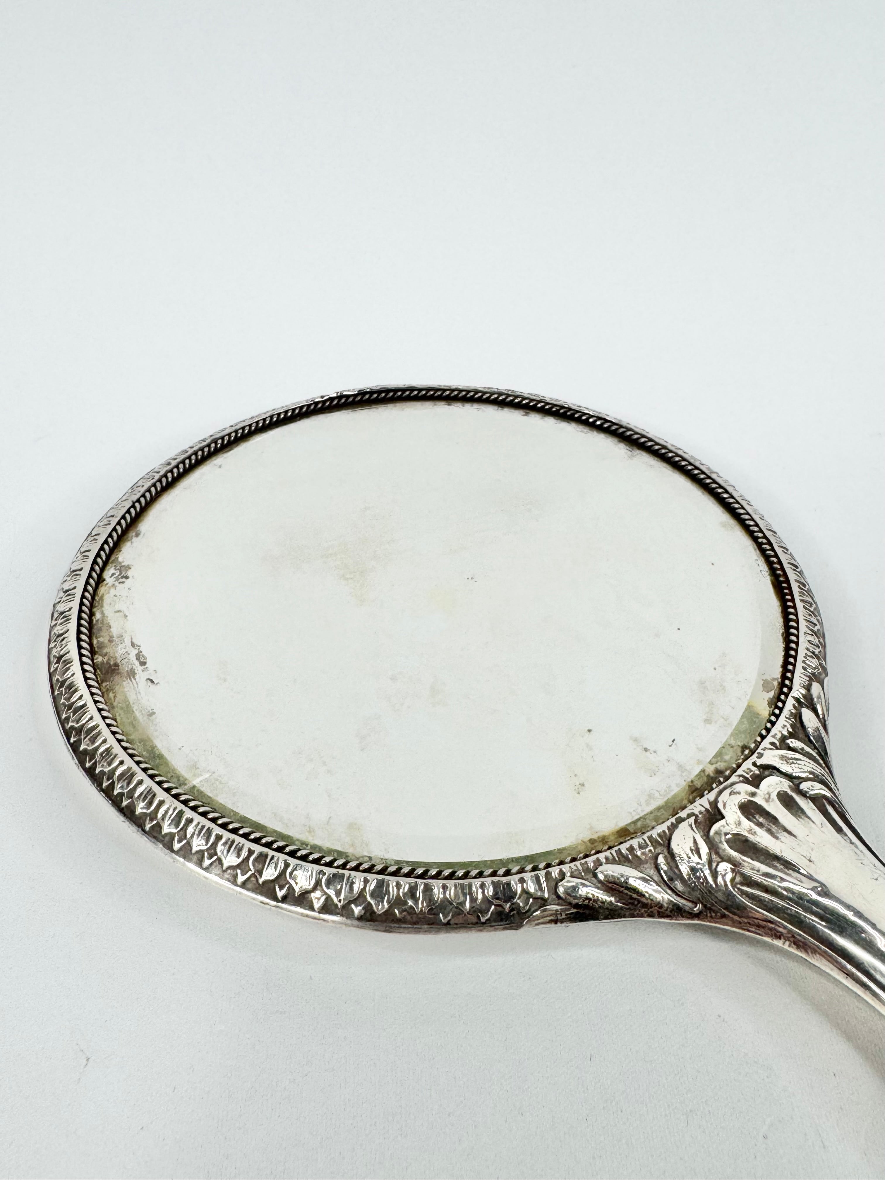 Antique 1900s Henry Mathews Handheld Silver Mirror